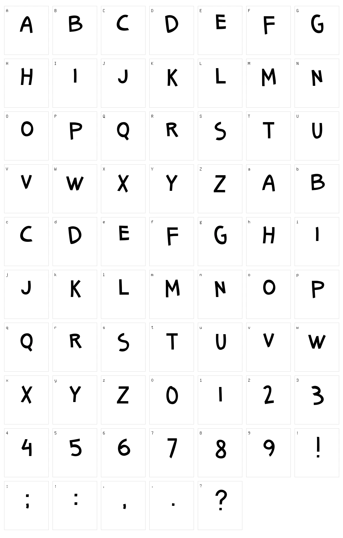 Senang Banyol Character Set