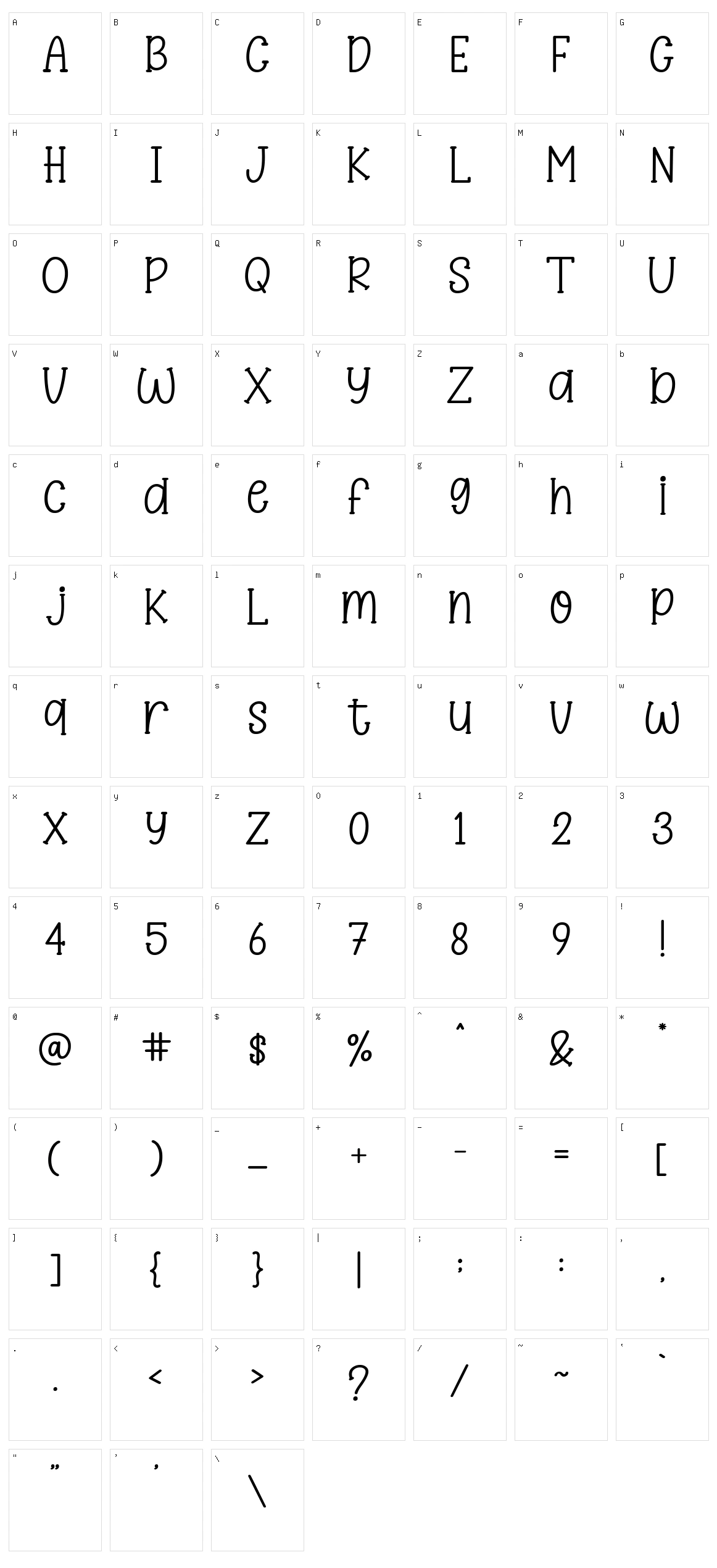 Shankster Character Set