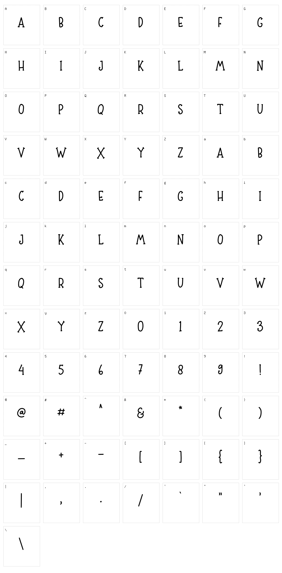 Sibertha Serif Character Set