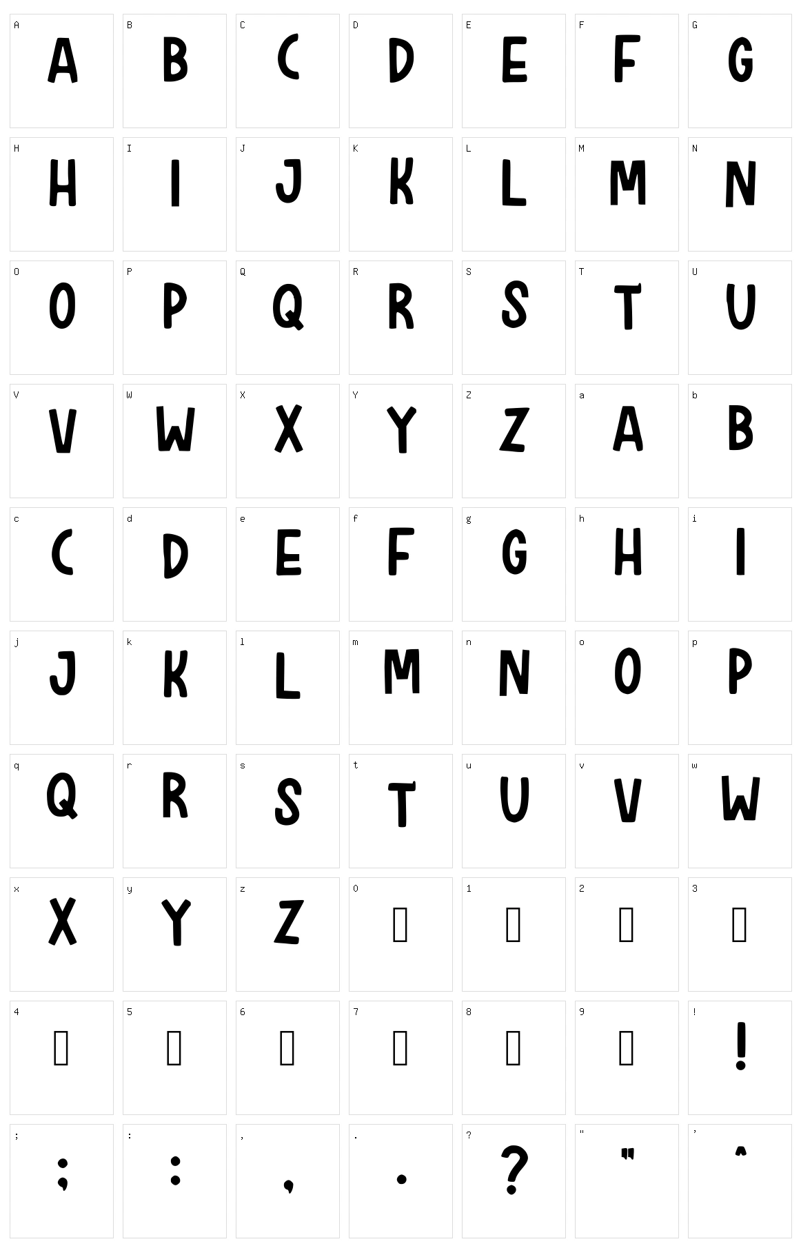 Simpliugli Character Set