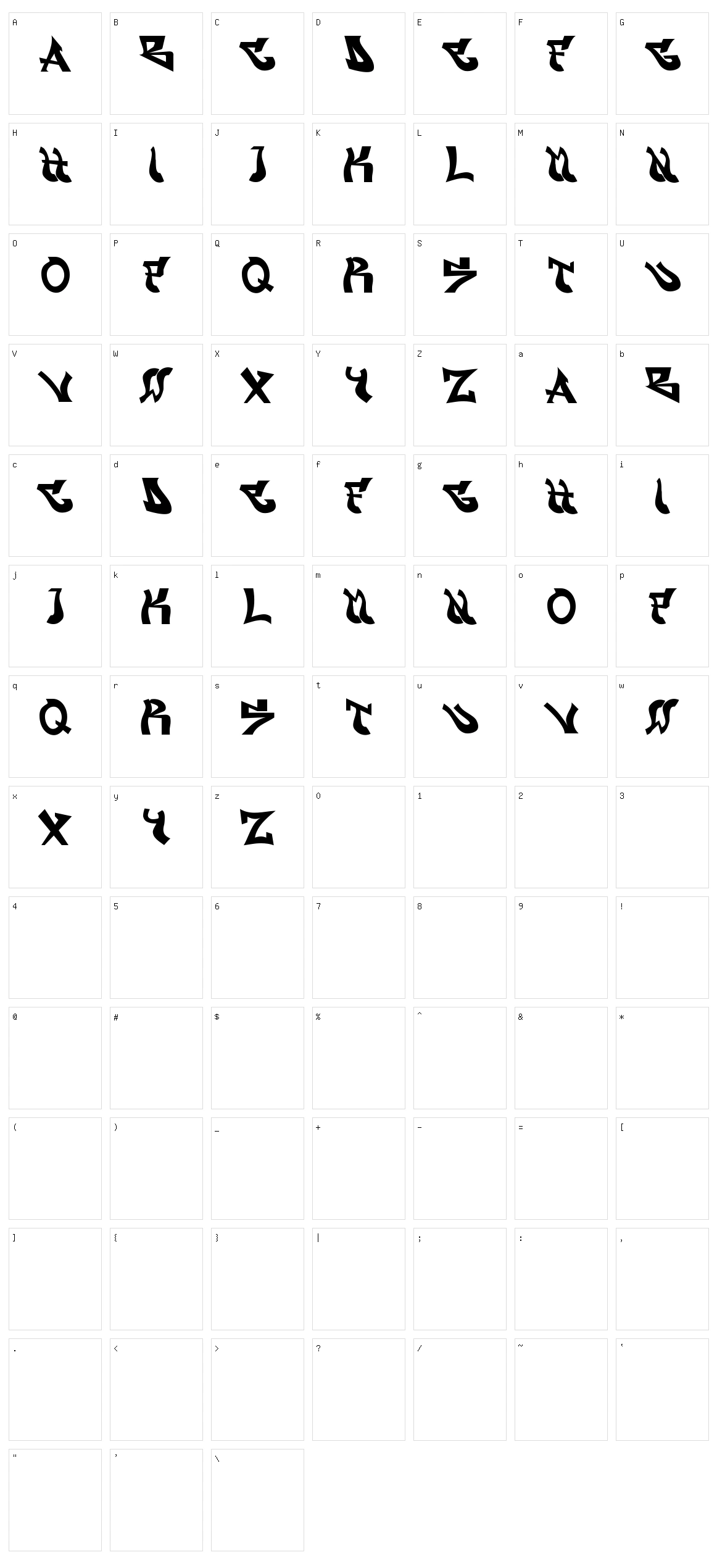 Graffont Character Set