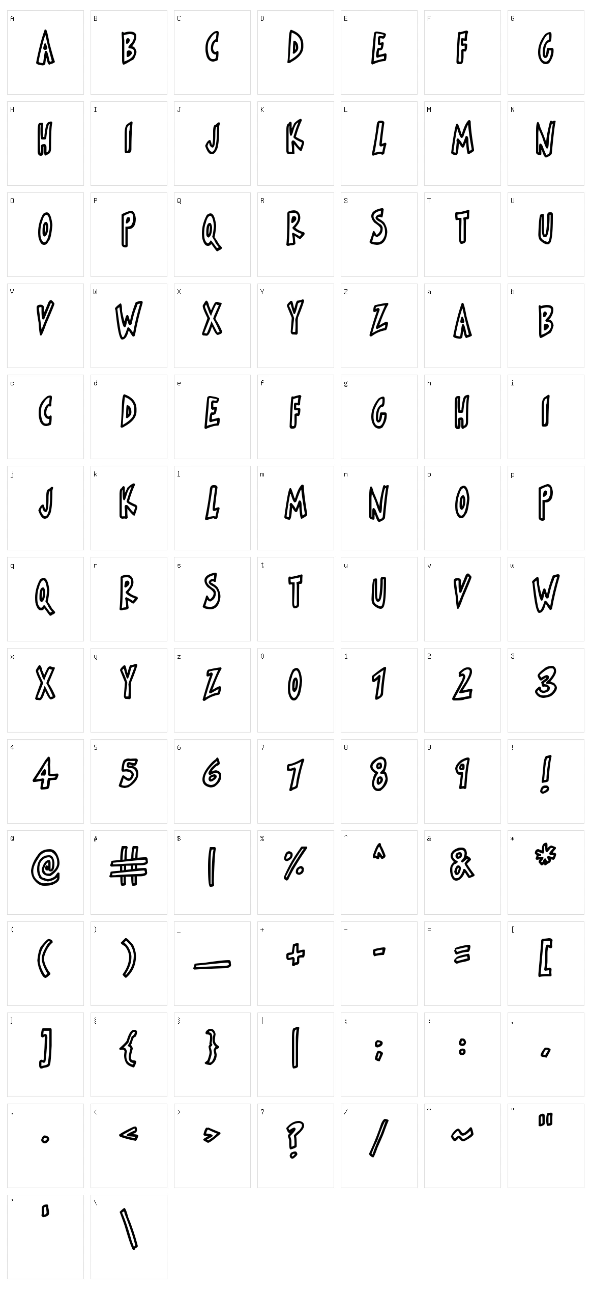 Skinnymalink Character Set