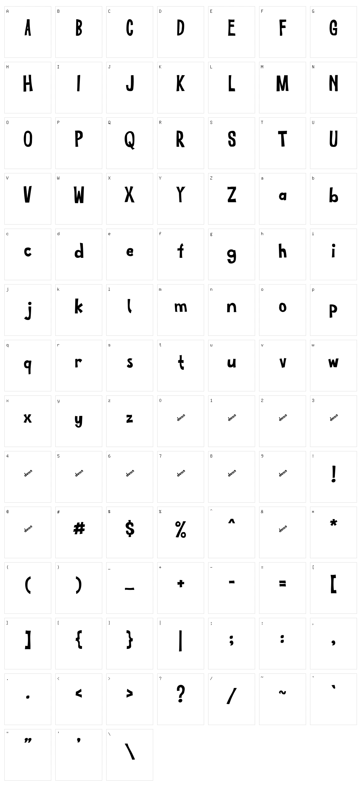 Skreeble Character Set