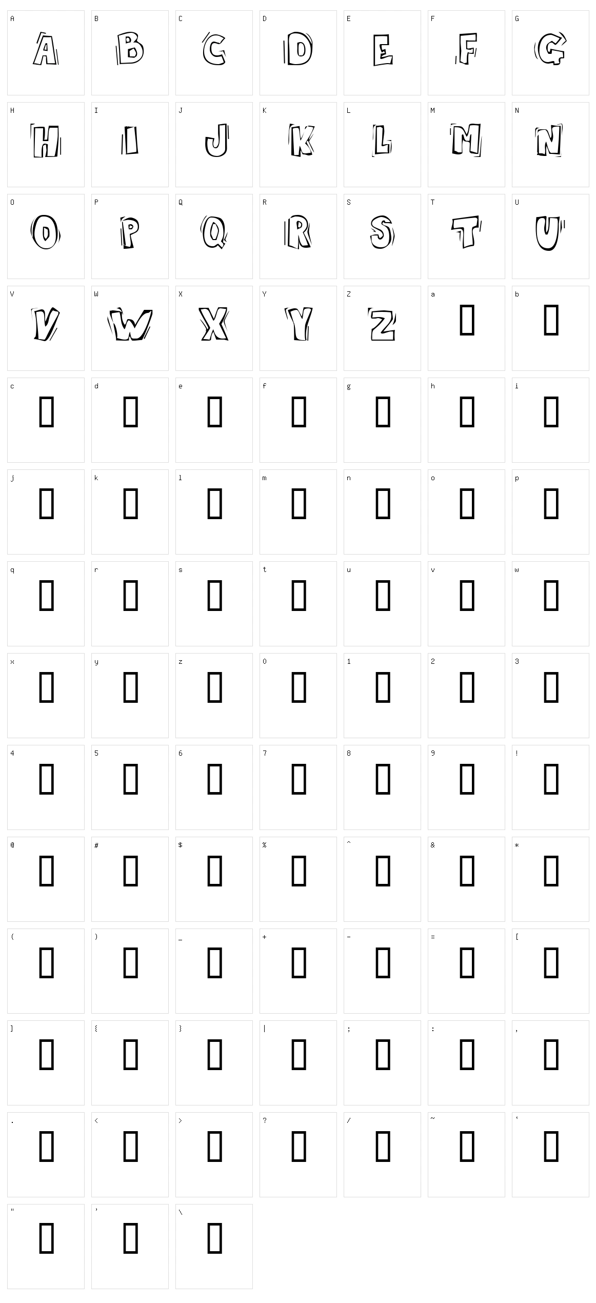 Skrotfont Character Set