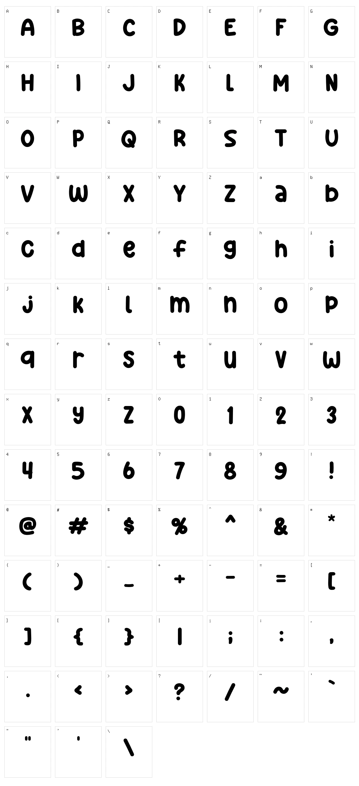 Small Print Character Set