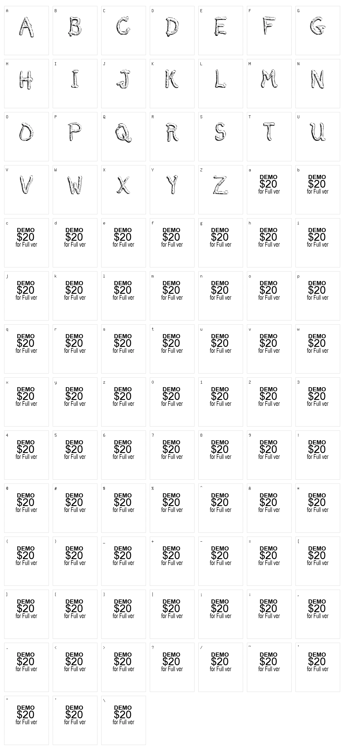 Smelted Character Set