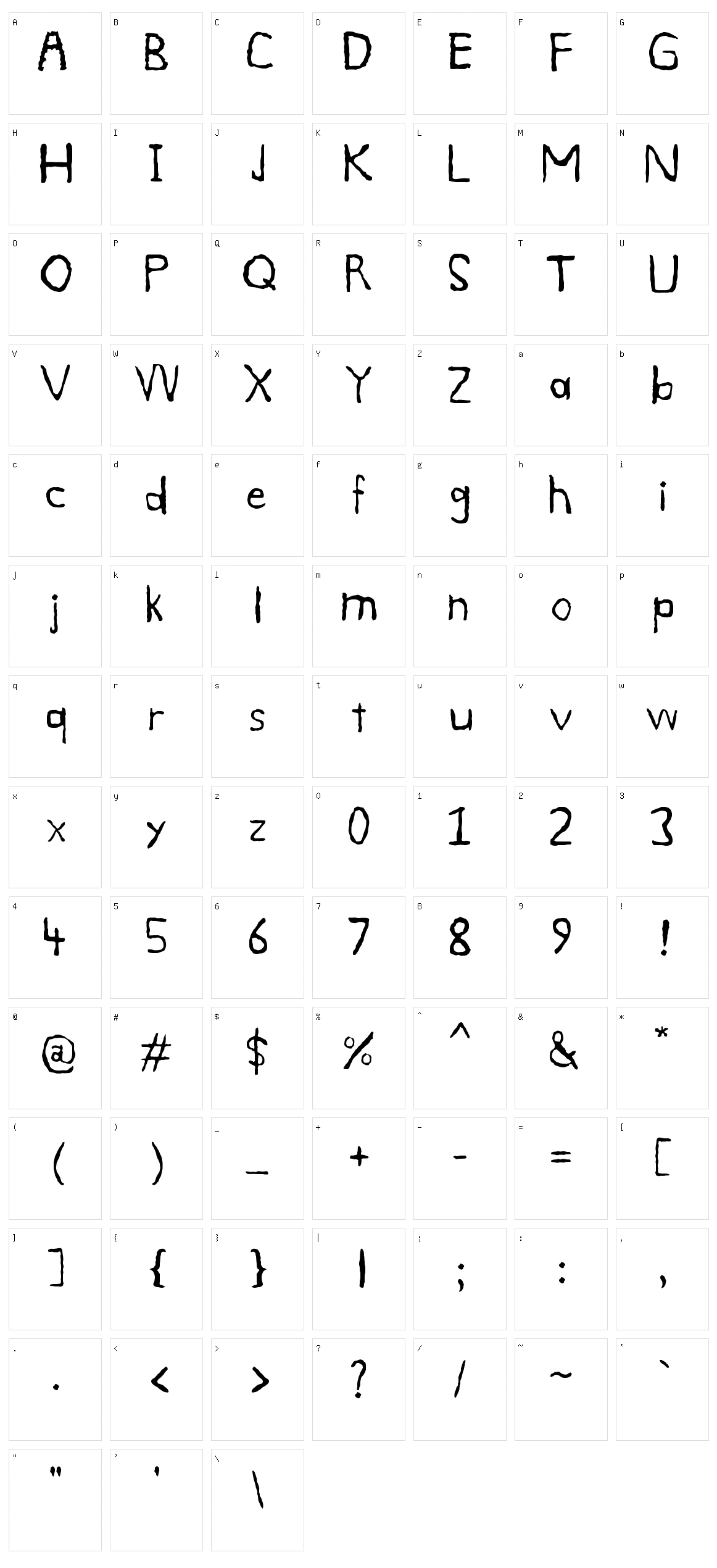 Smudge Character Set
