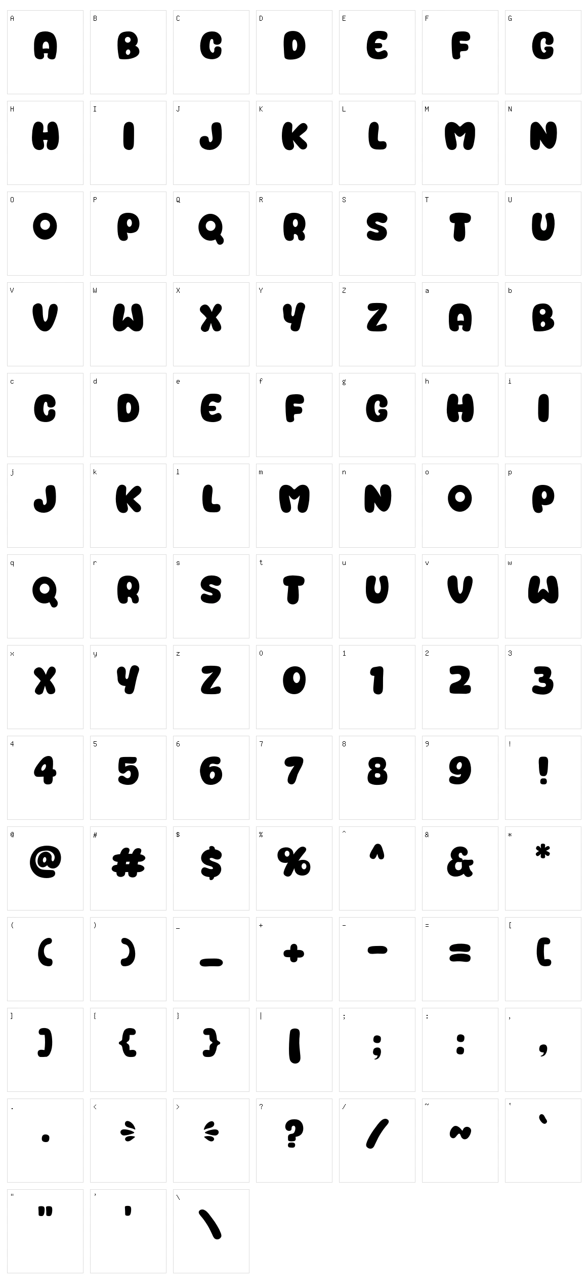 Sobear Character Set
