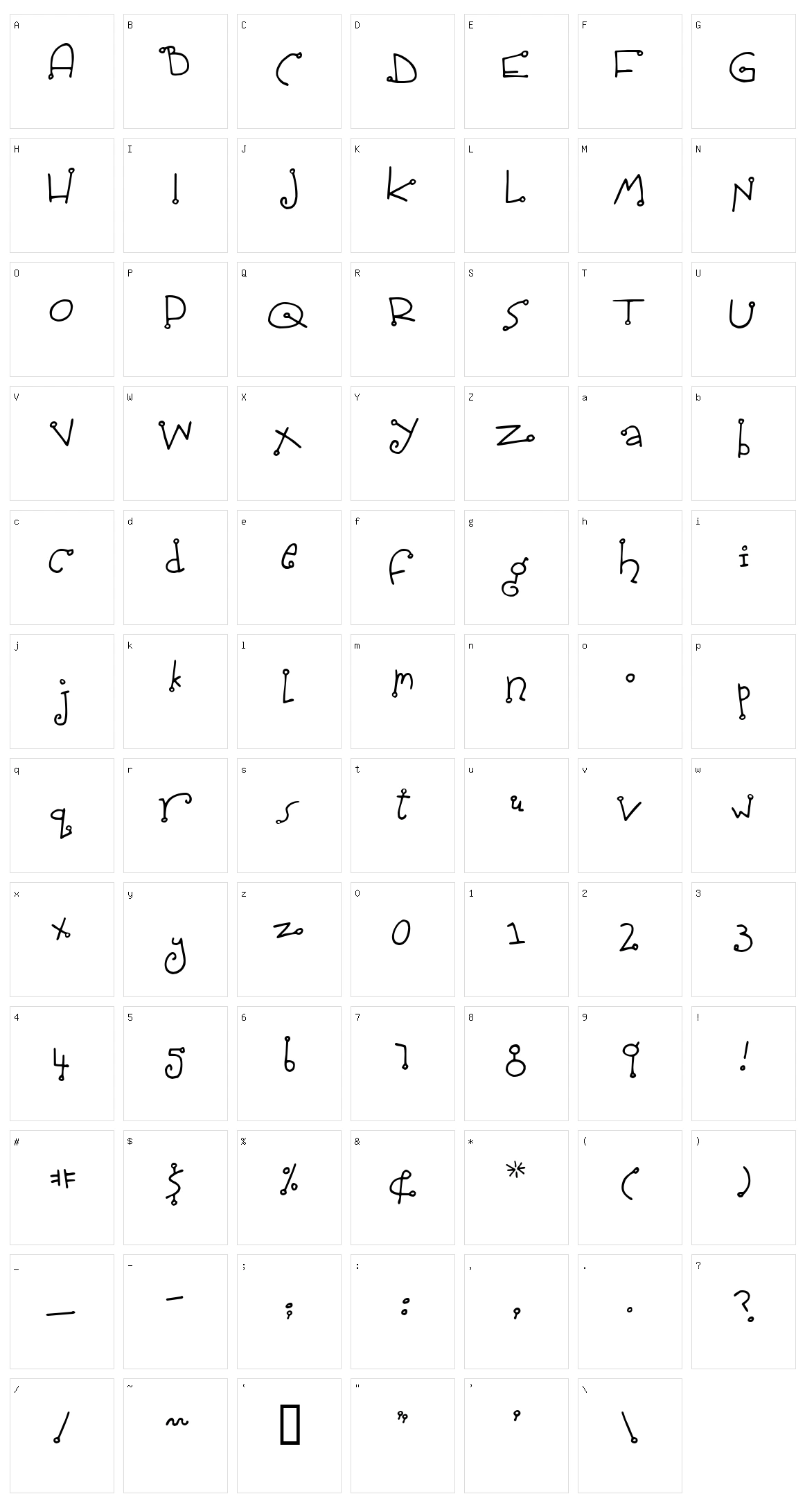 Spidershank Character Set