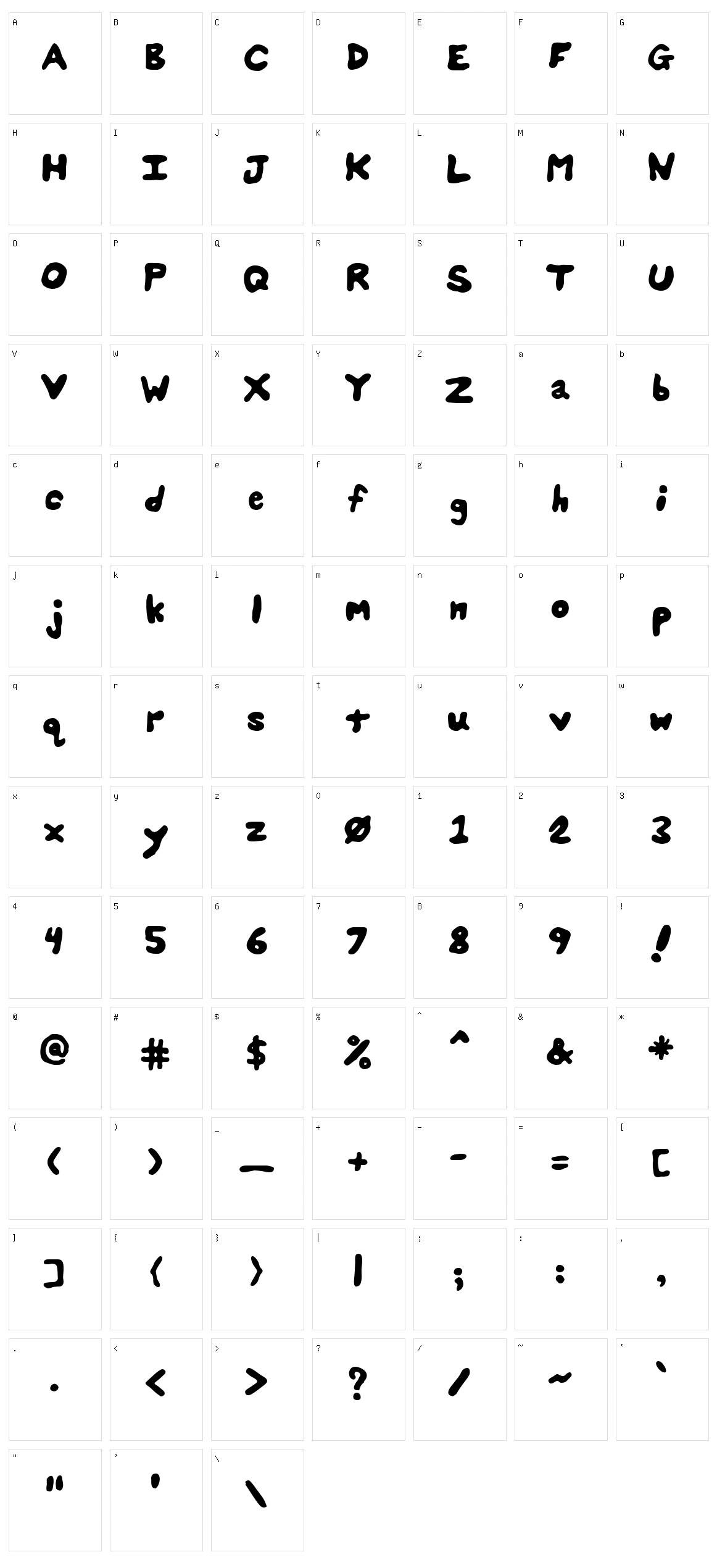 Splats Unsplatted Character Set