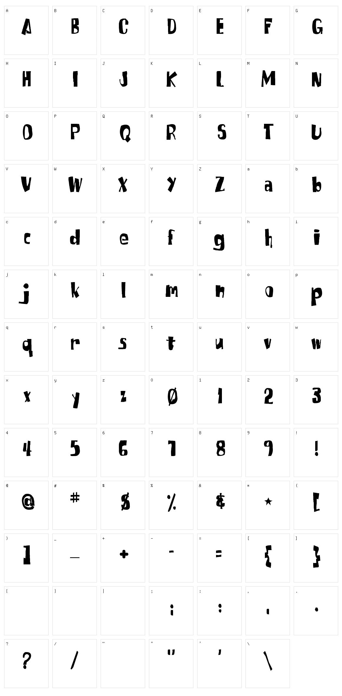 SpongeFont Square Type Character Set