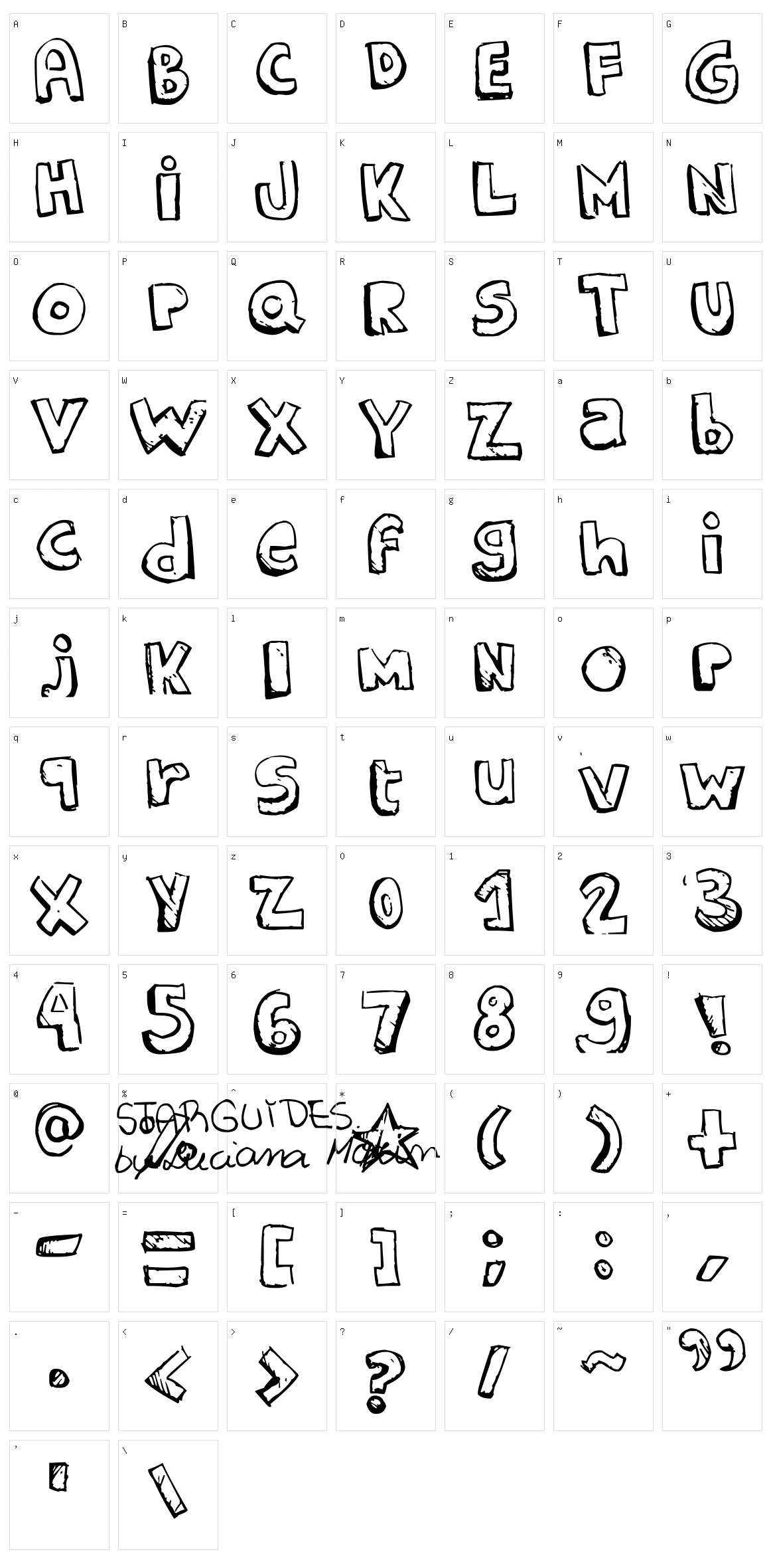 Starguides Character Set