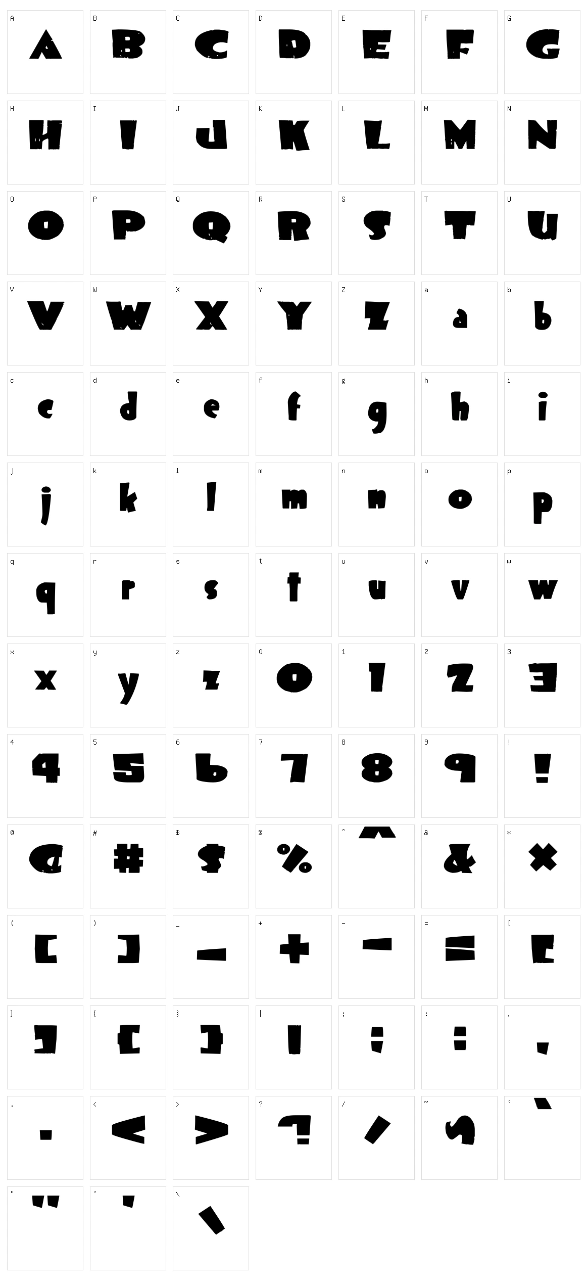 Sticks and Stones Character Set
