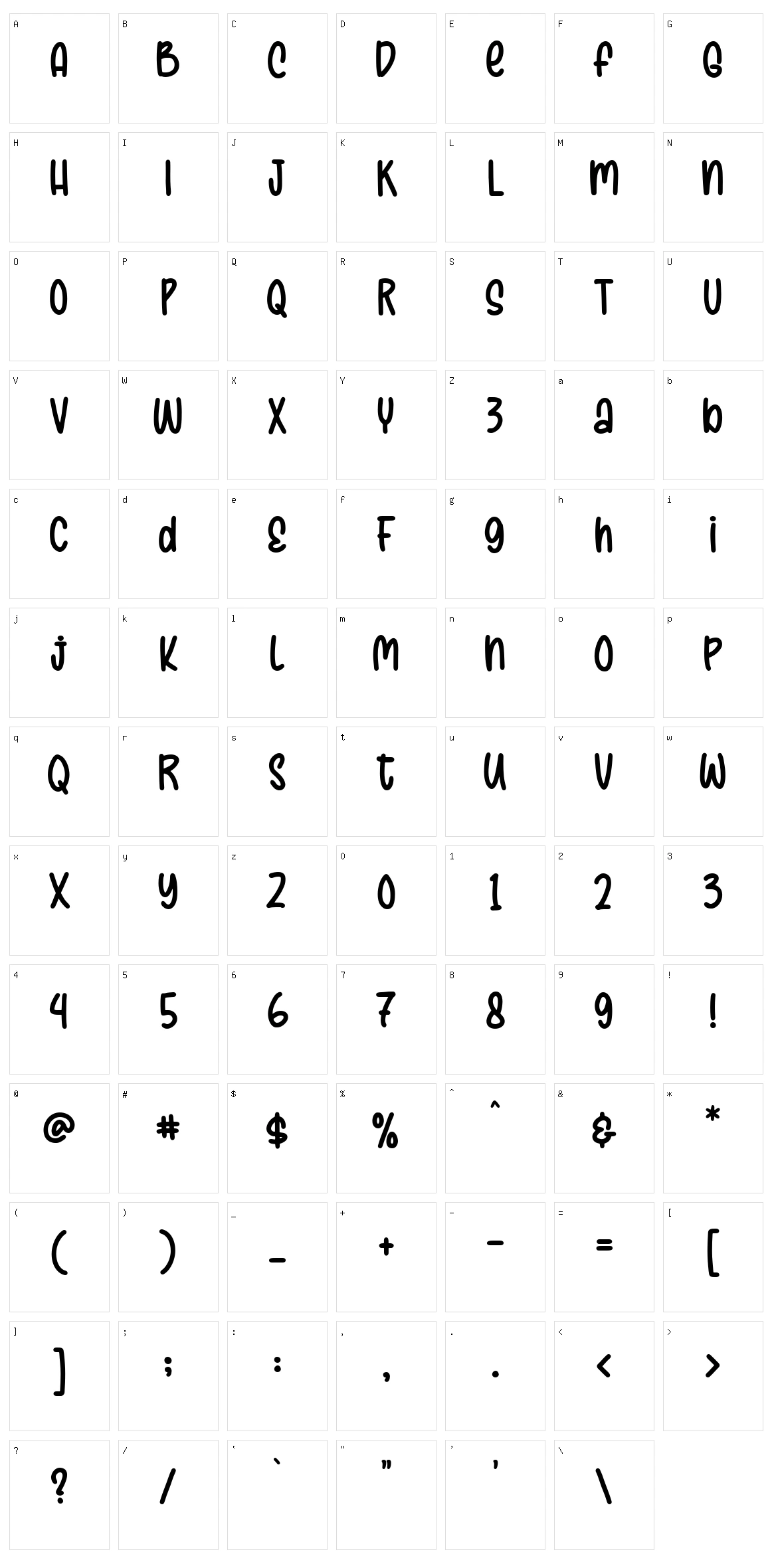 Storeca Character Set