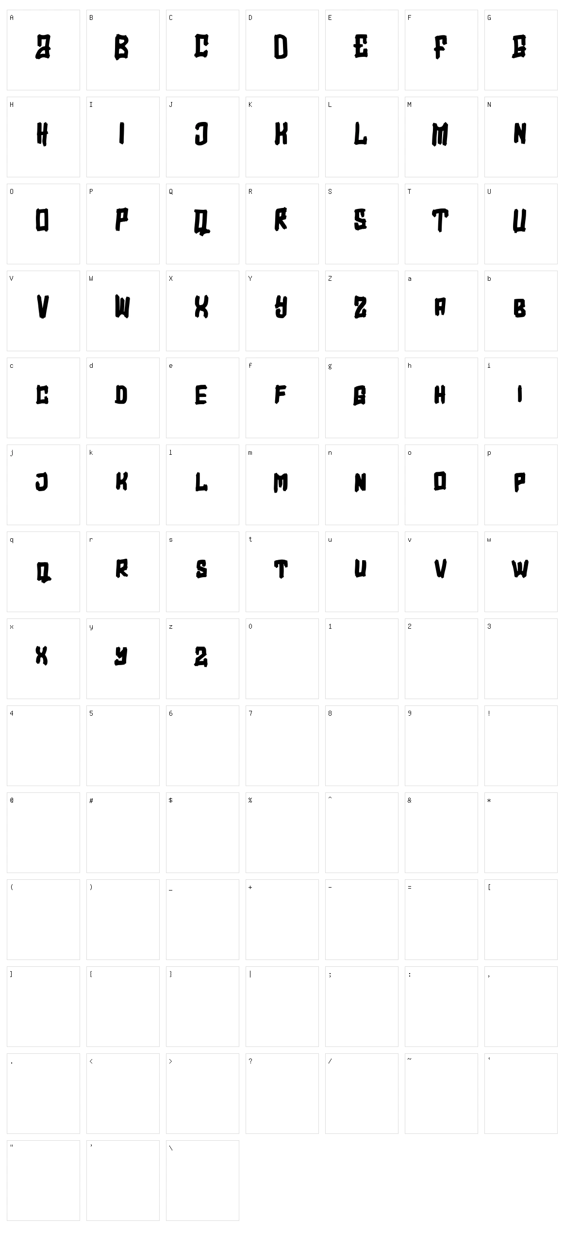 Overfly Character Set