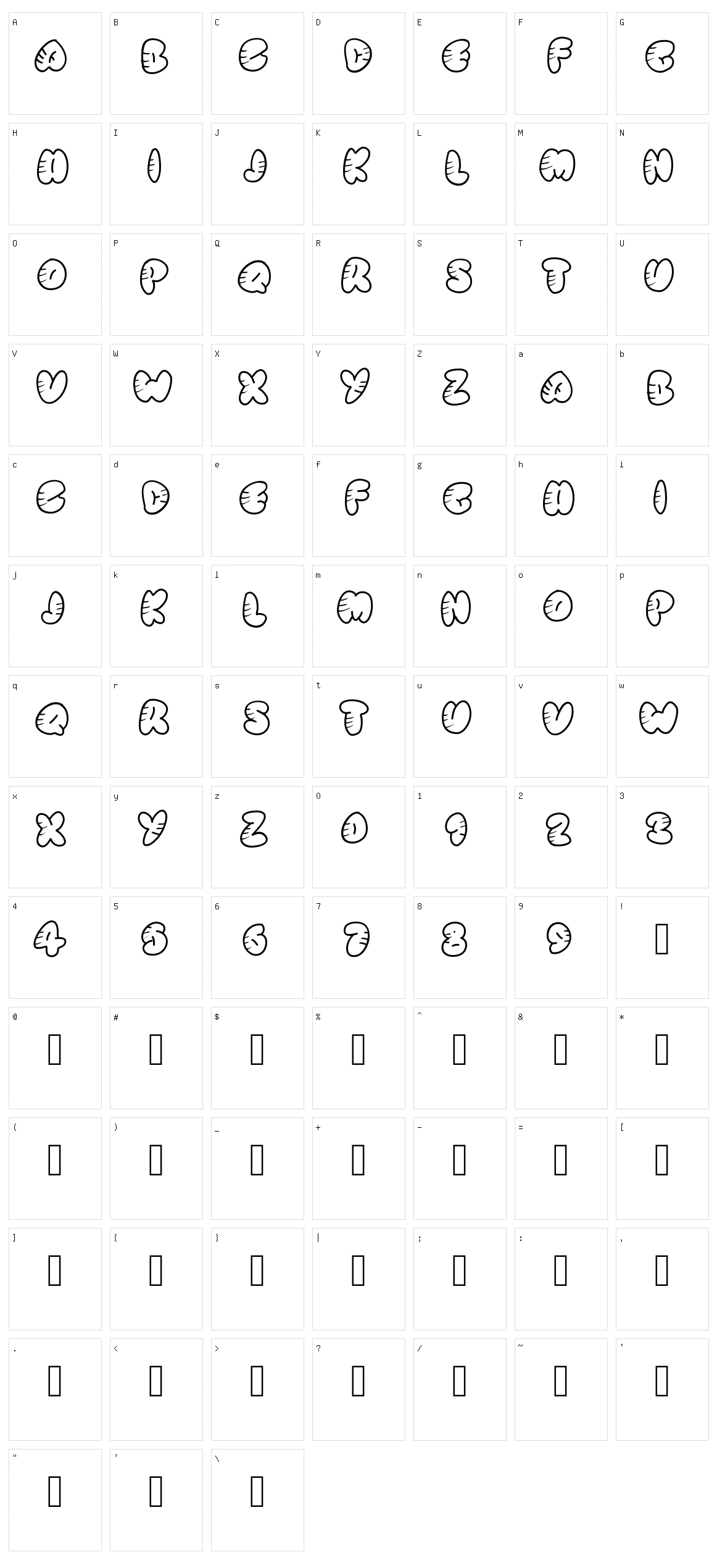 Stripped Rounded Character Set