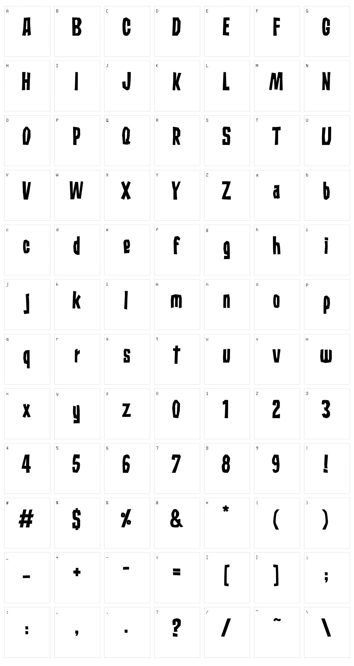 Subaccuz Character Set