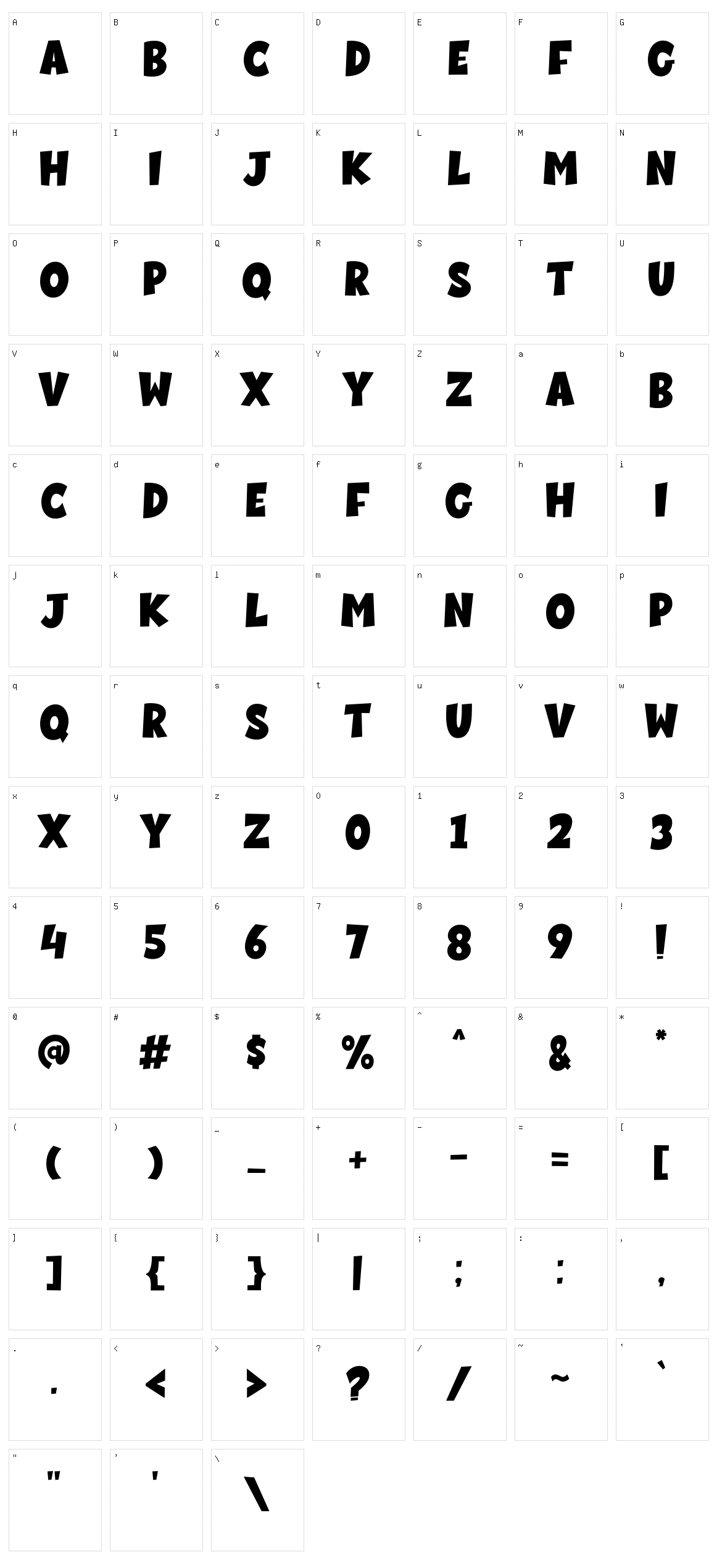 Super Boom Character Set