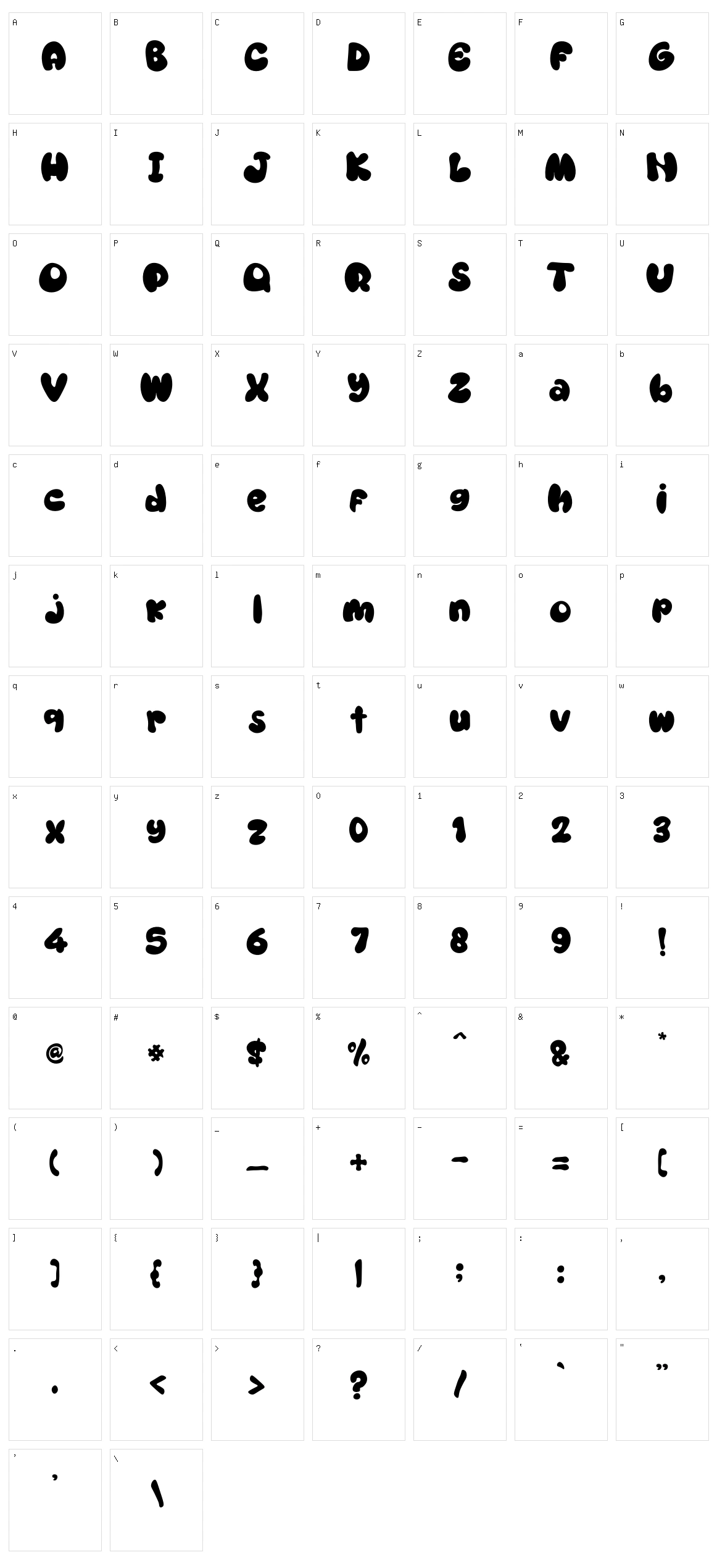 Super Boom Character Set