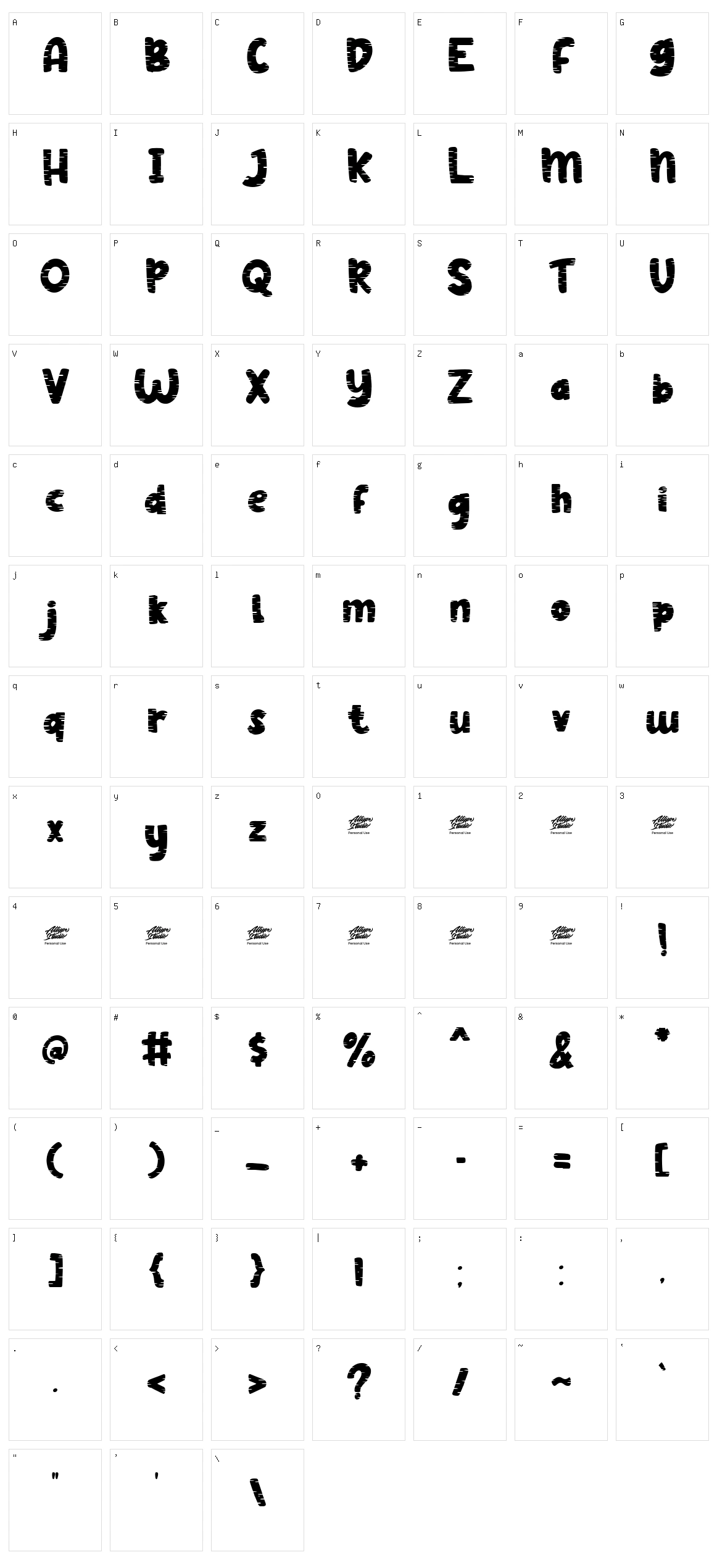 Tabby Display Character Set