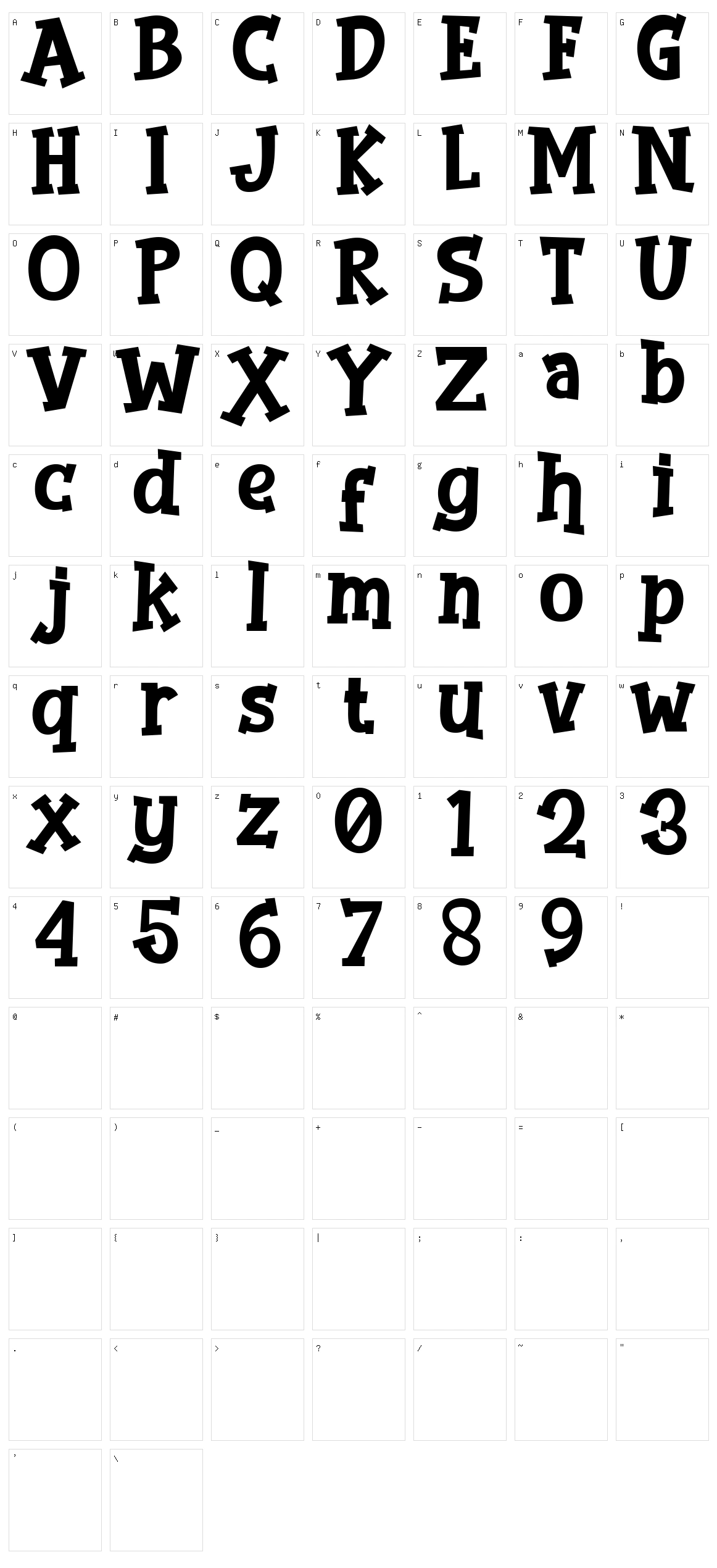 The Bomb Character Set
