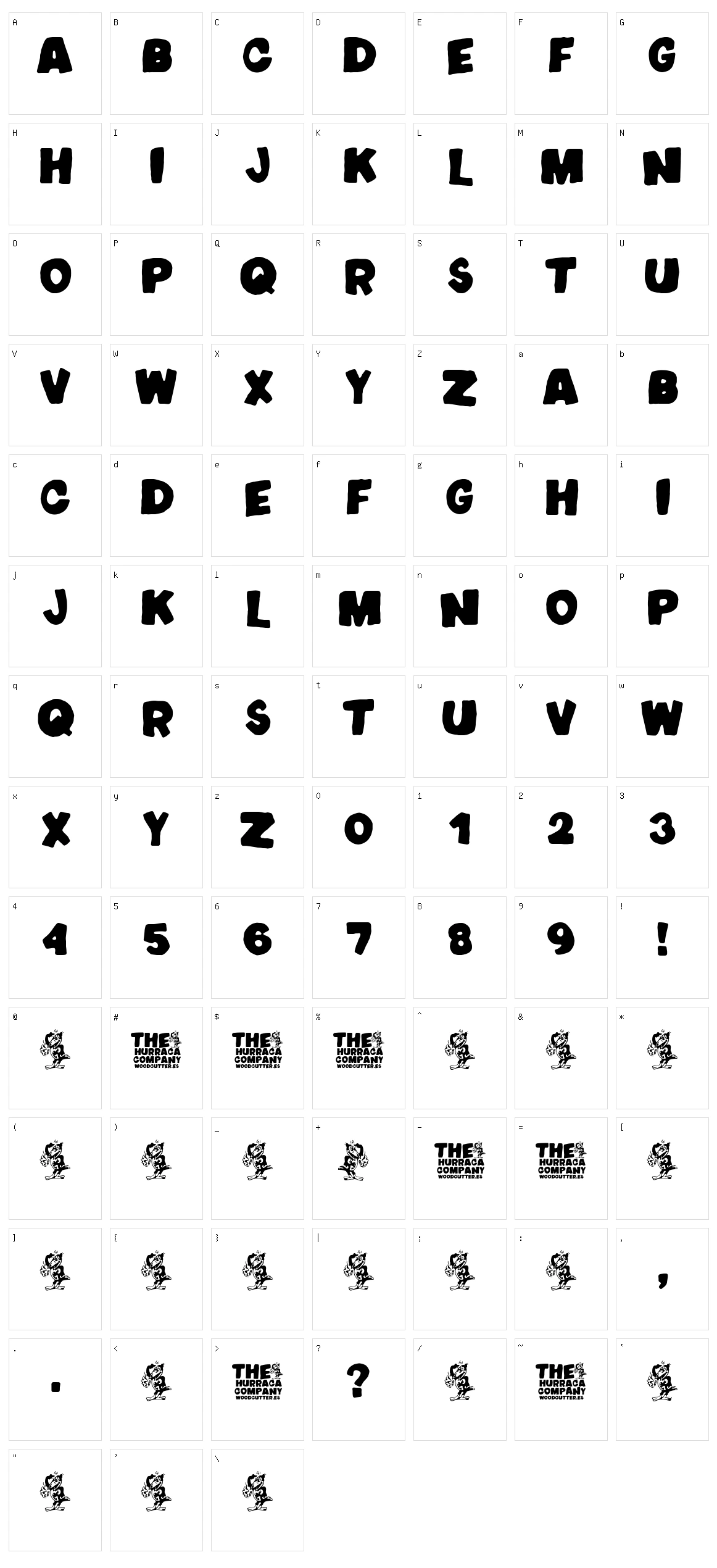 The Hurraca Company Character Set