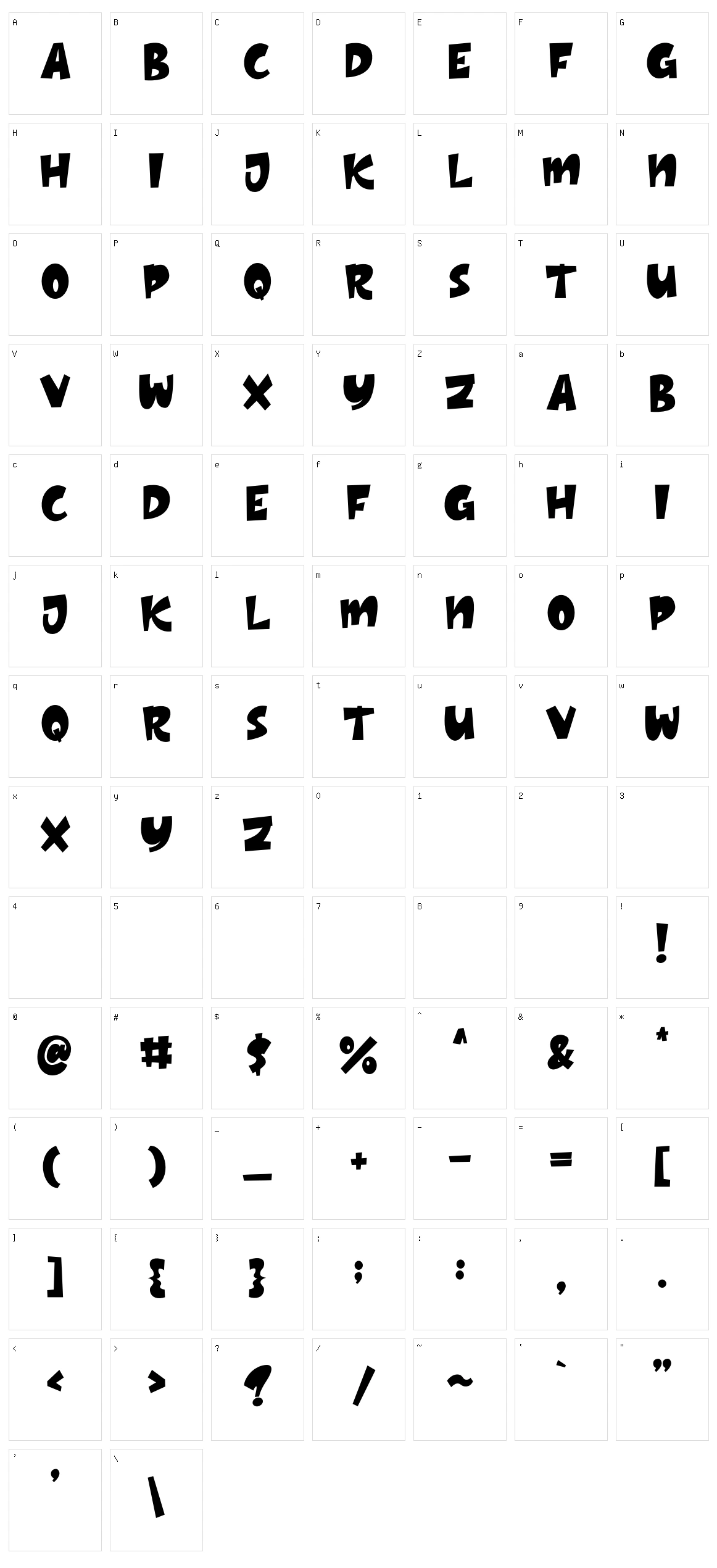 Thick Character Set
