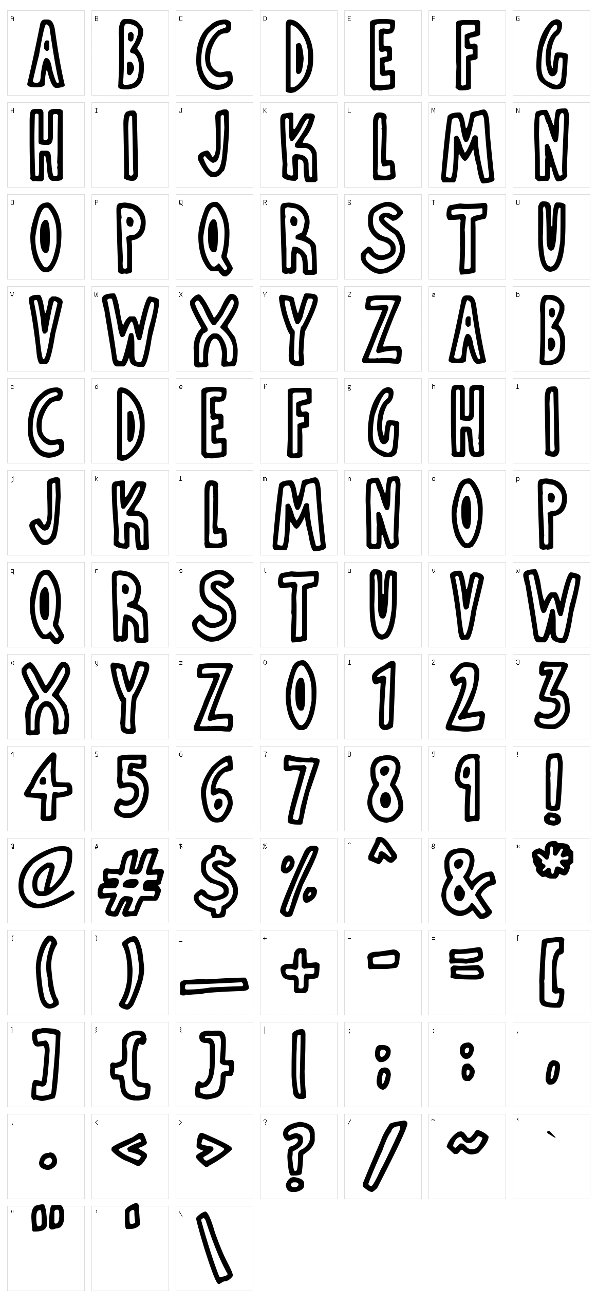 Thin Toon Outlines Character Set