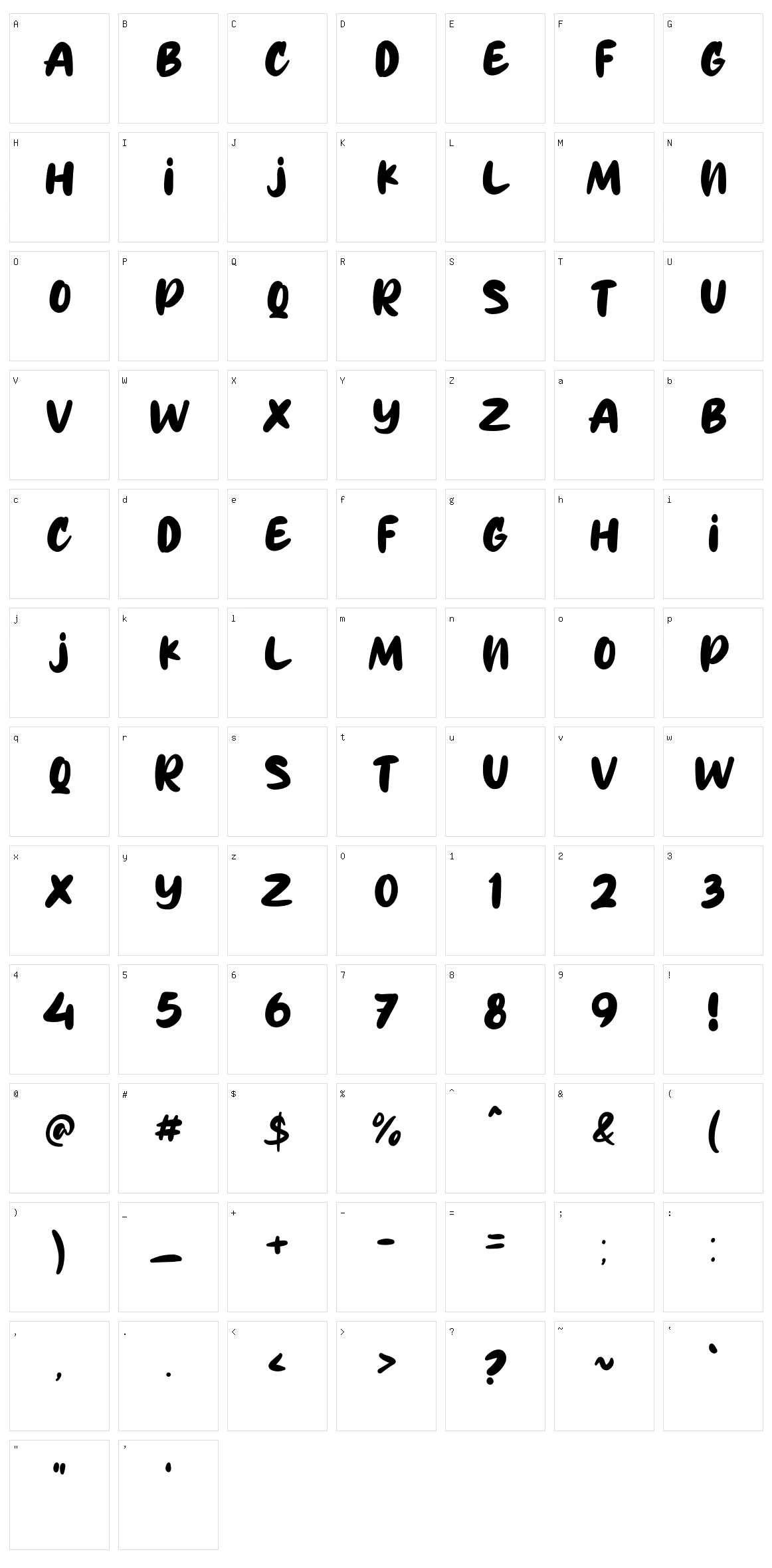 Tiktak Character Set
