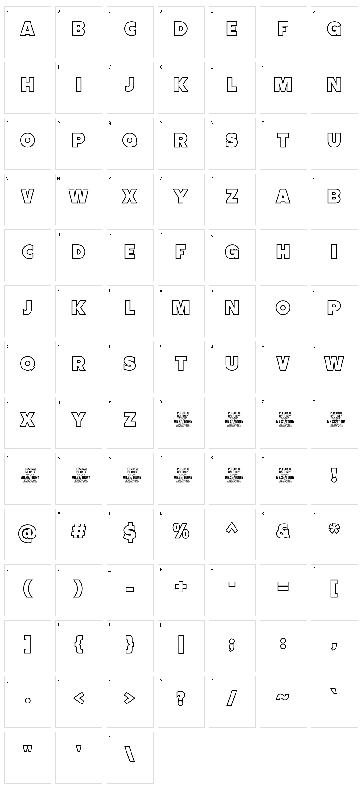 Toony Line Character Set