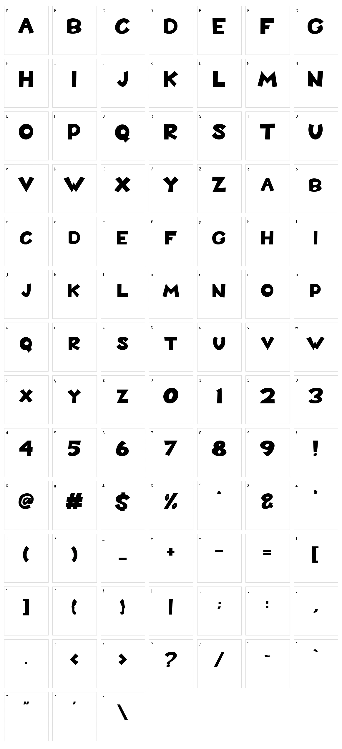 Travis Zone Character Set