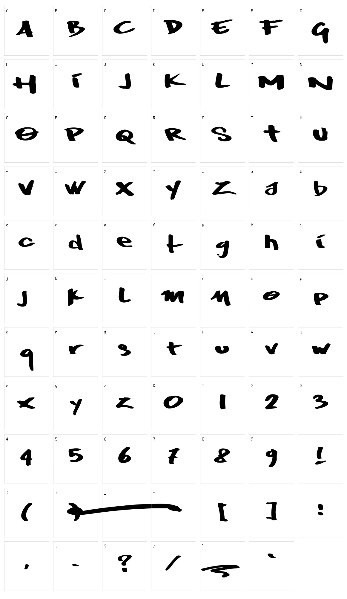 Wrktag Character Set