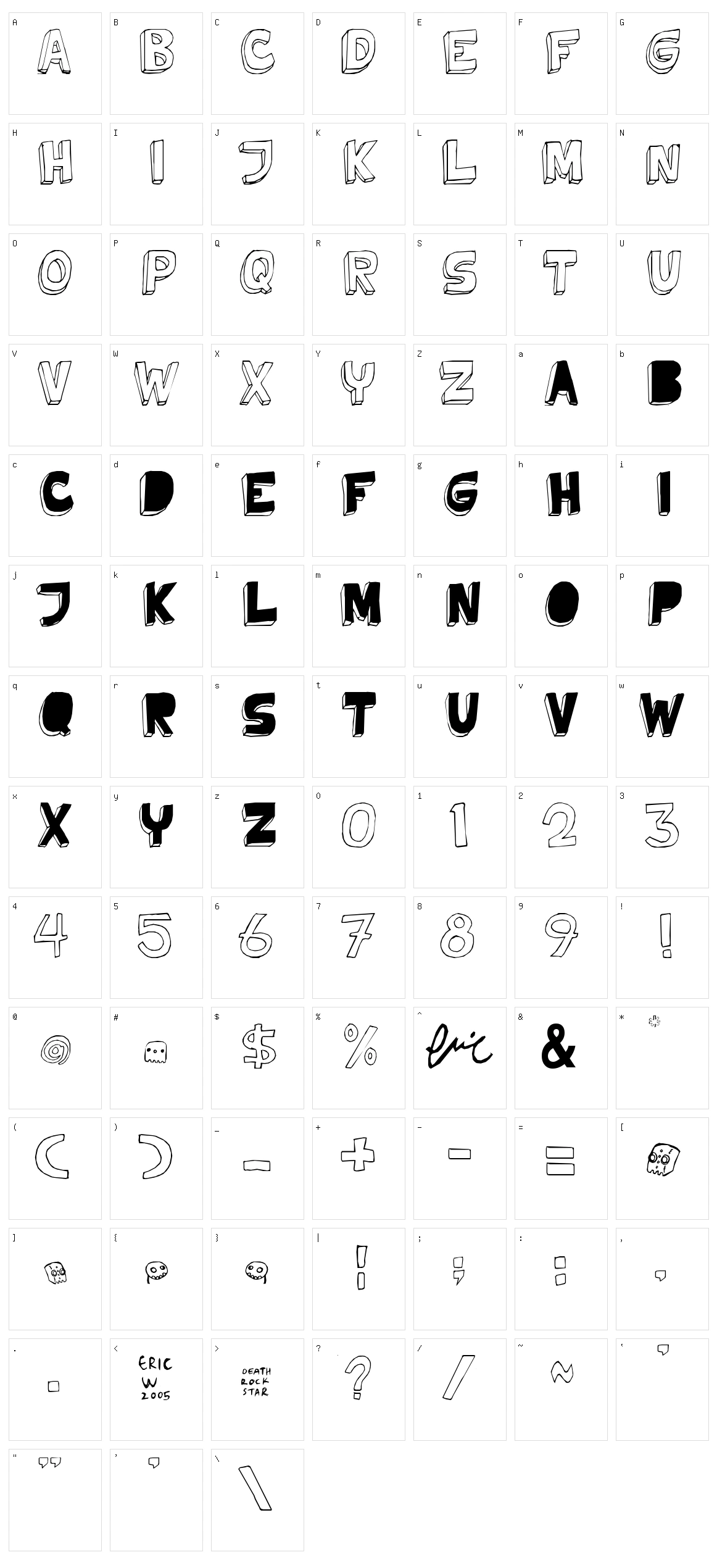 Tweedy Erc 01 Character Set