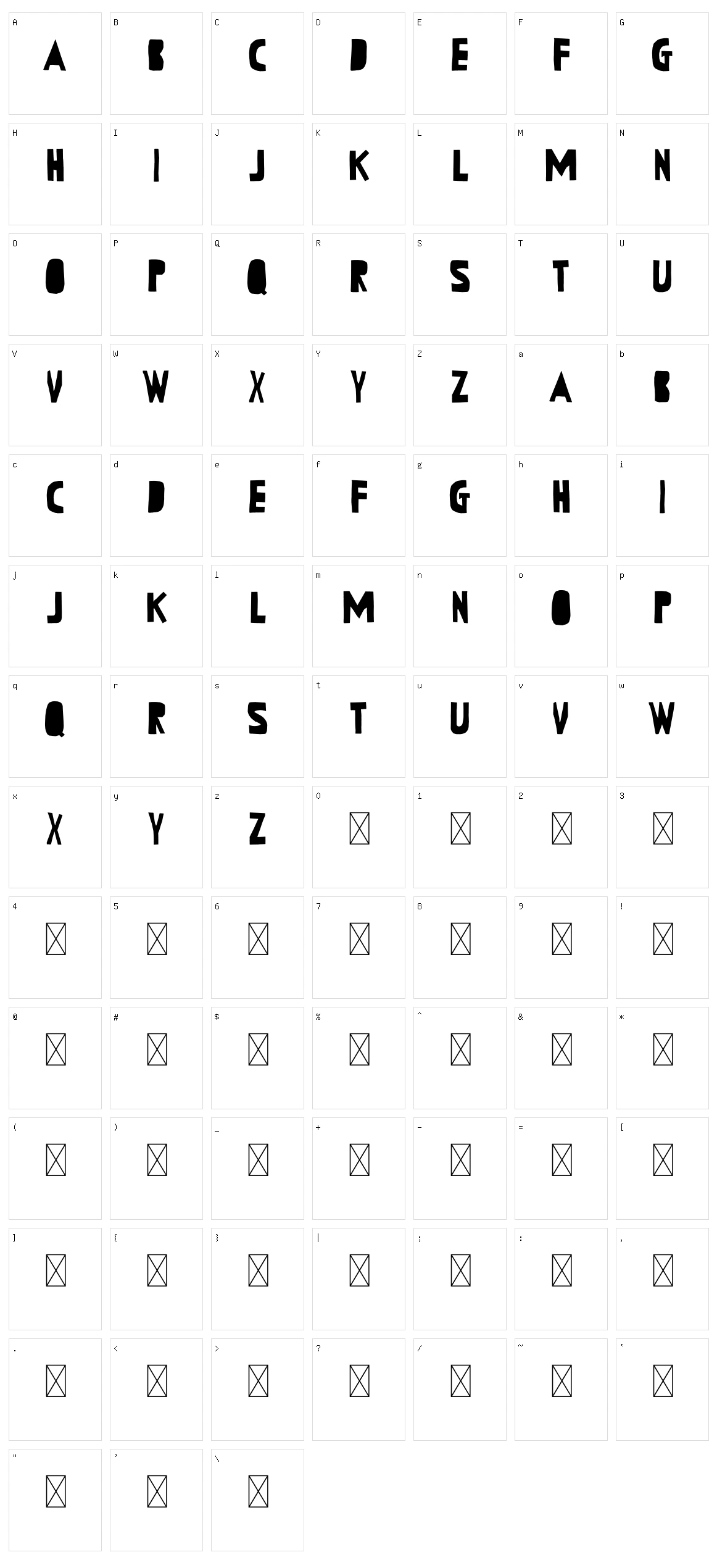 Typephace Character Set
