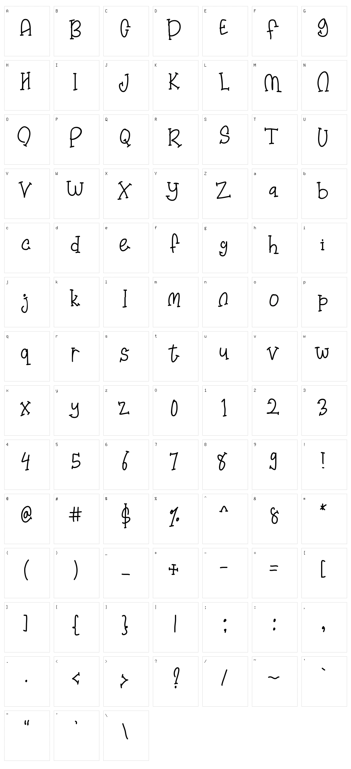 Ushsheup Character Set