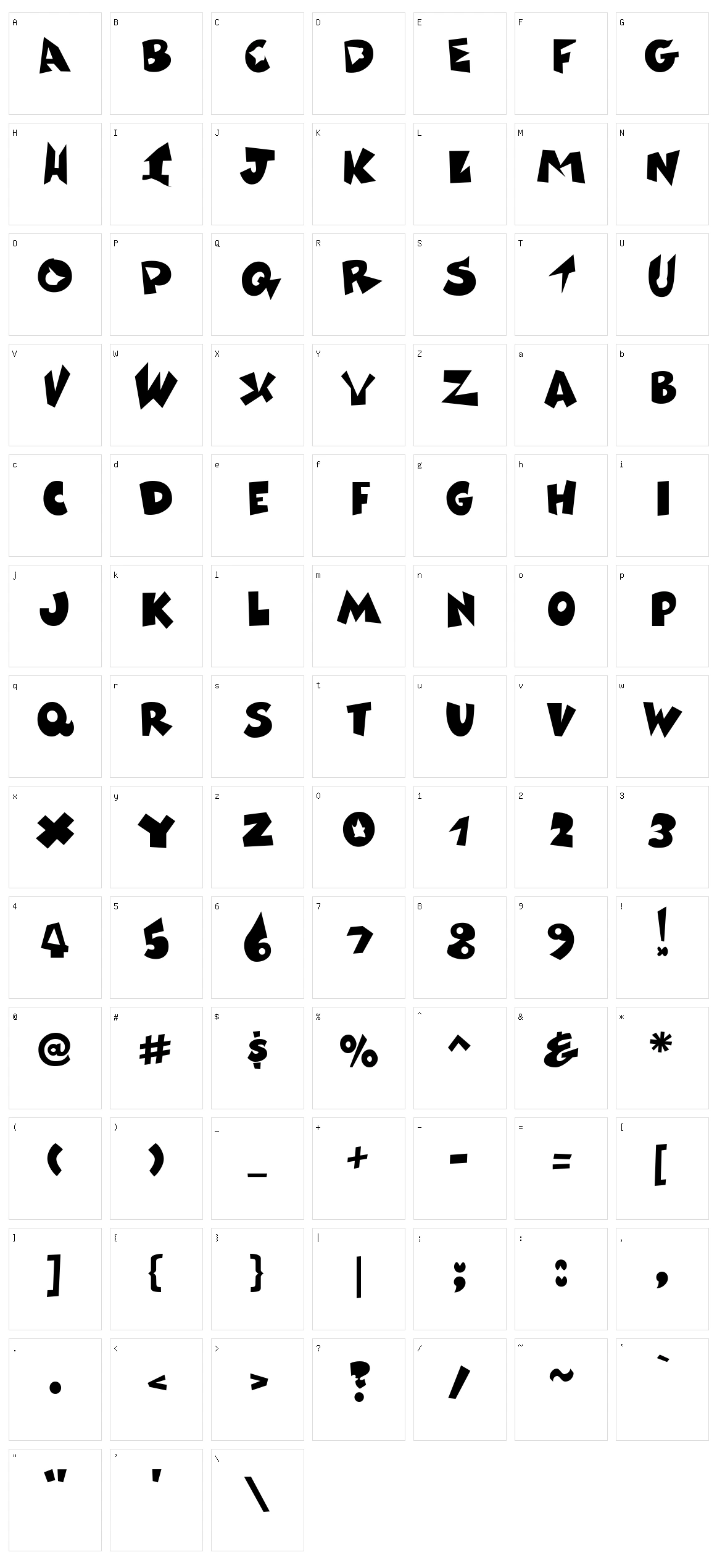 Vaca Character Set