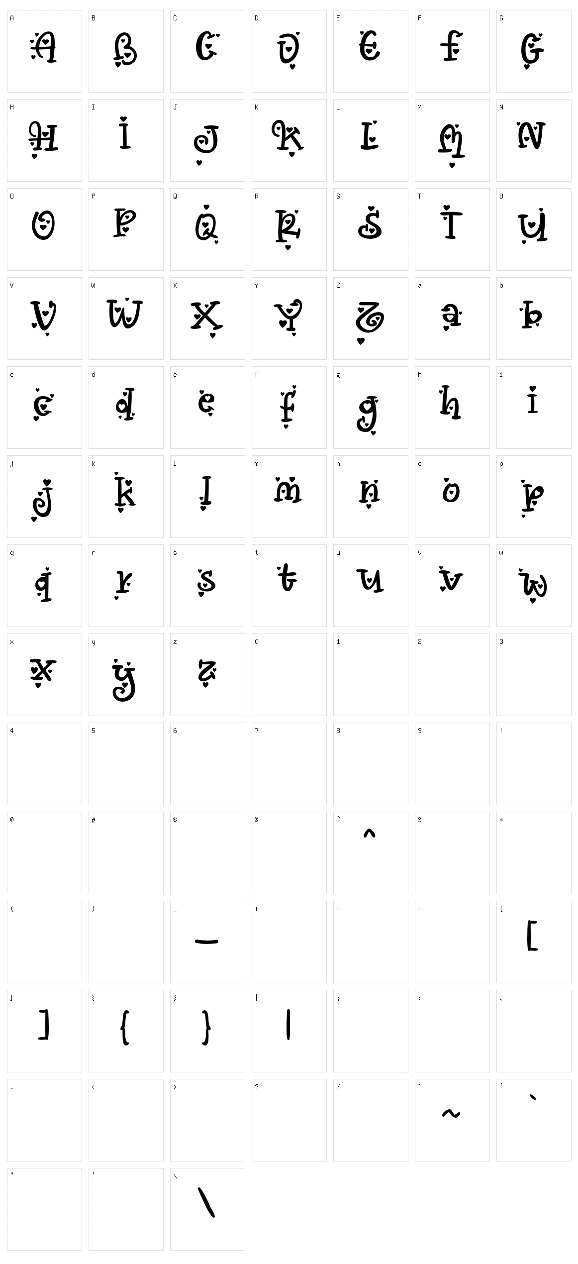 Vallenia Character Set