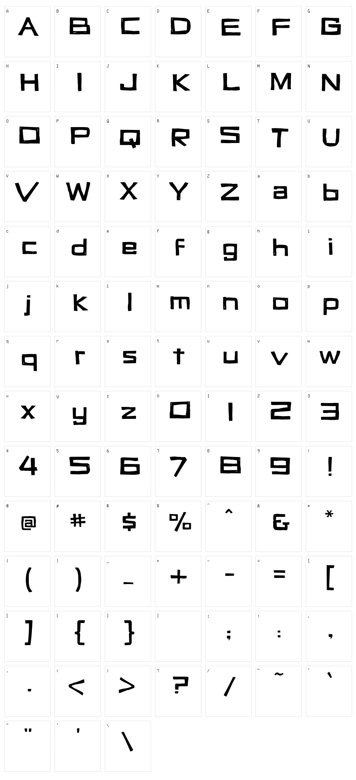 Vertigon Character Set
