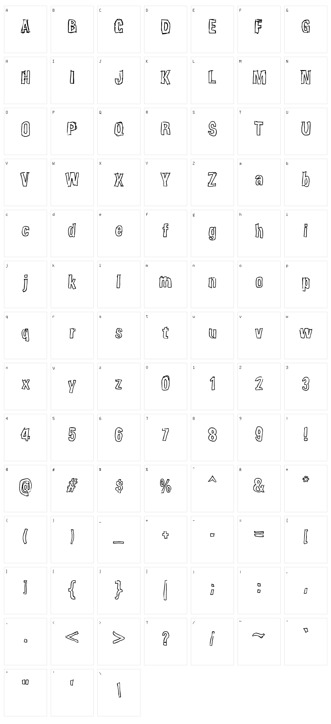 Weirdmojo Character Set