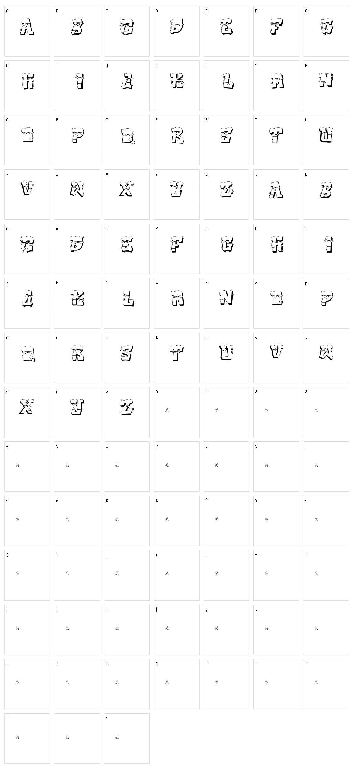 Dak Font Character Set