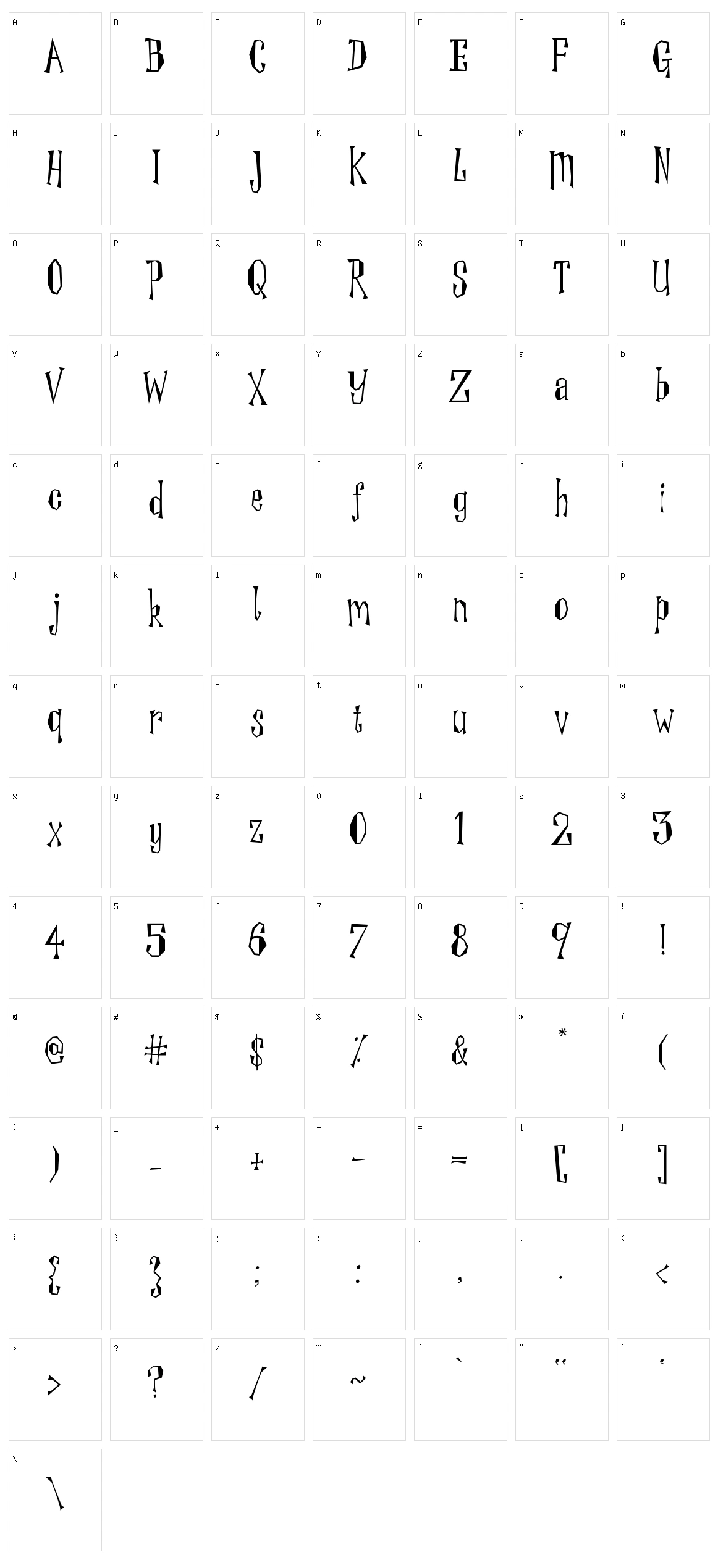 Winger Character Set