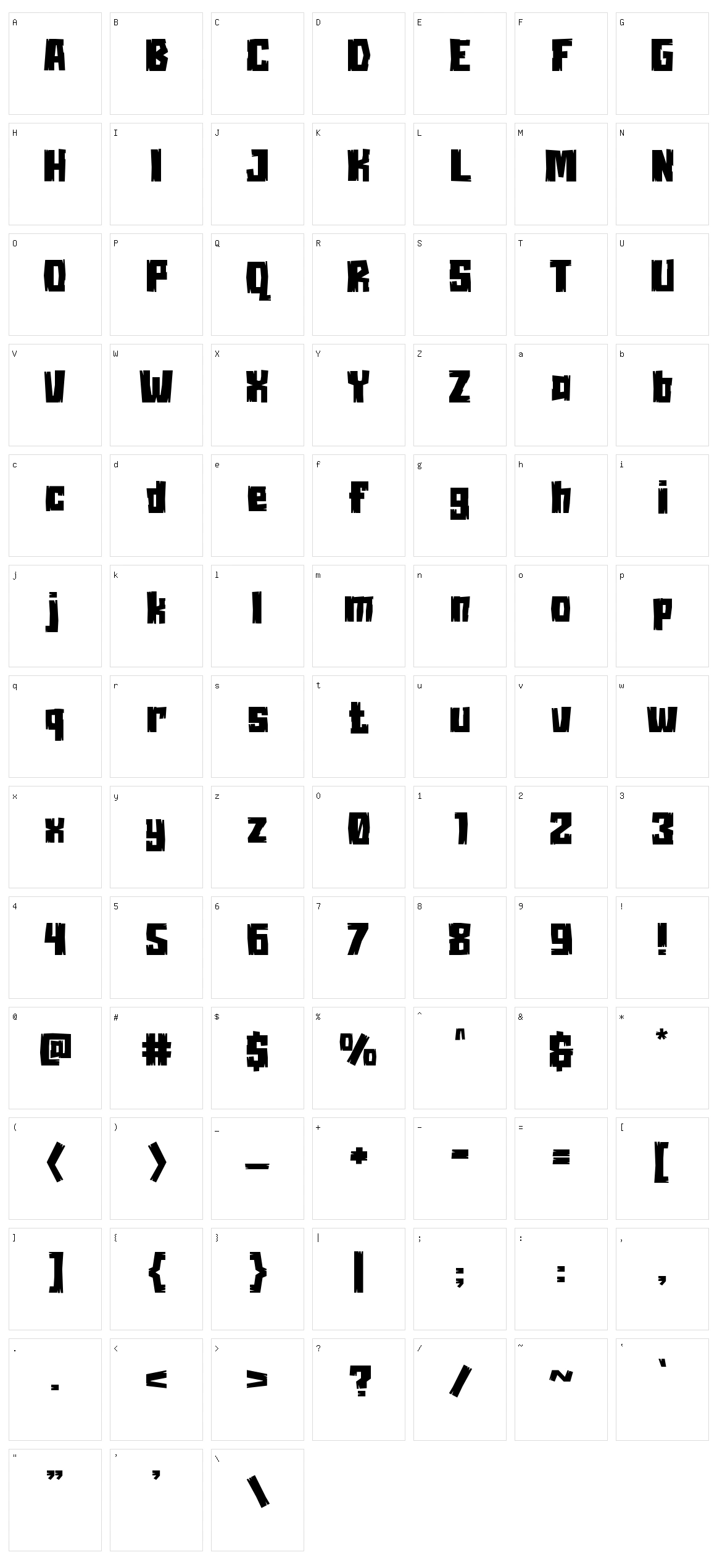 Woocaza Character Set