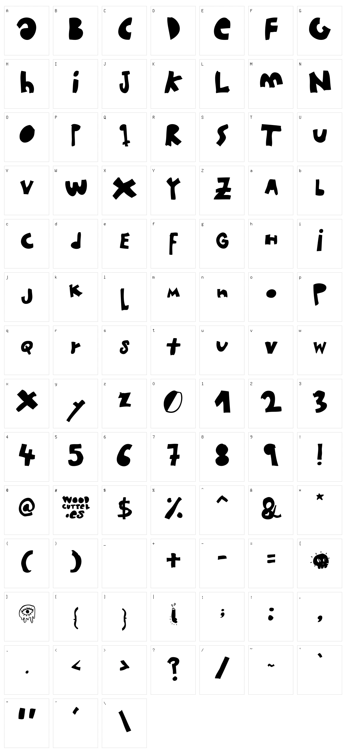 Woodcutter MMXII Character Set
