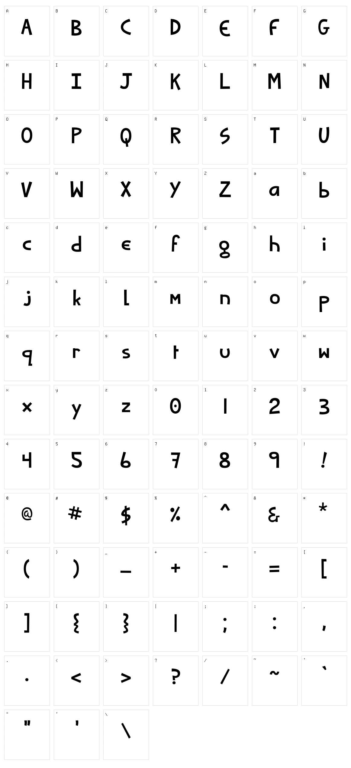 Xugglybug Character Set