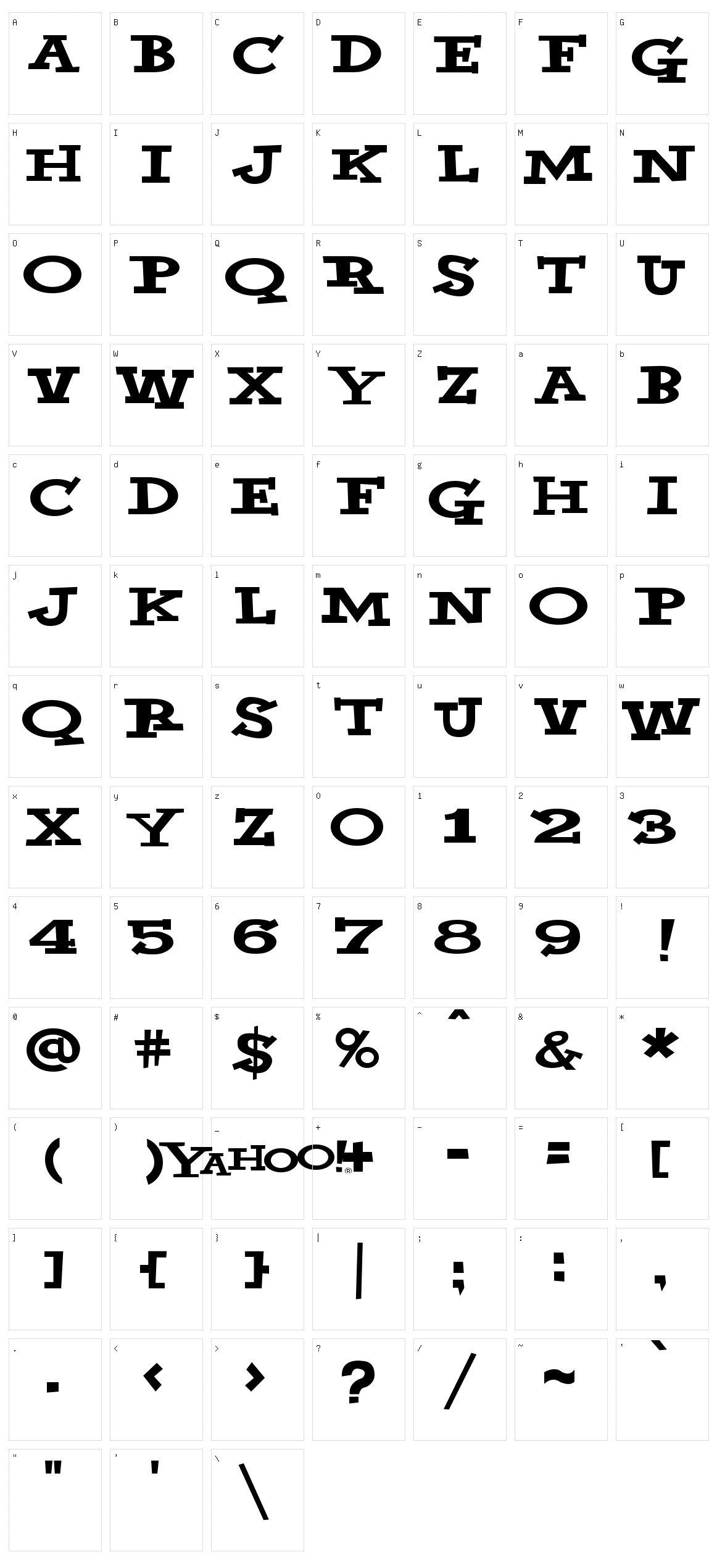 Yahoo Character Set