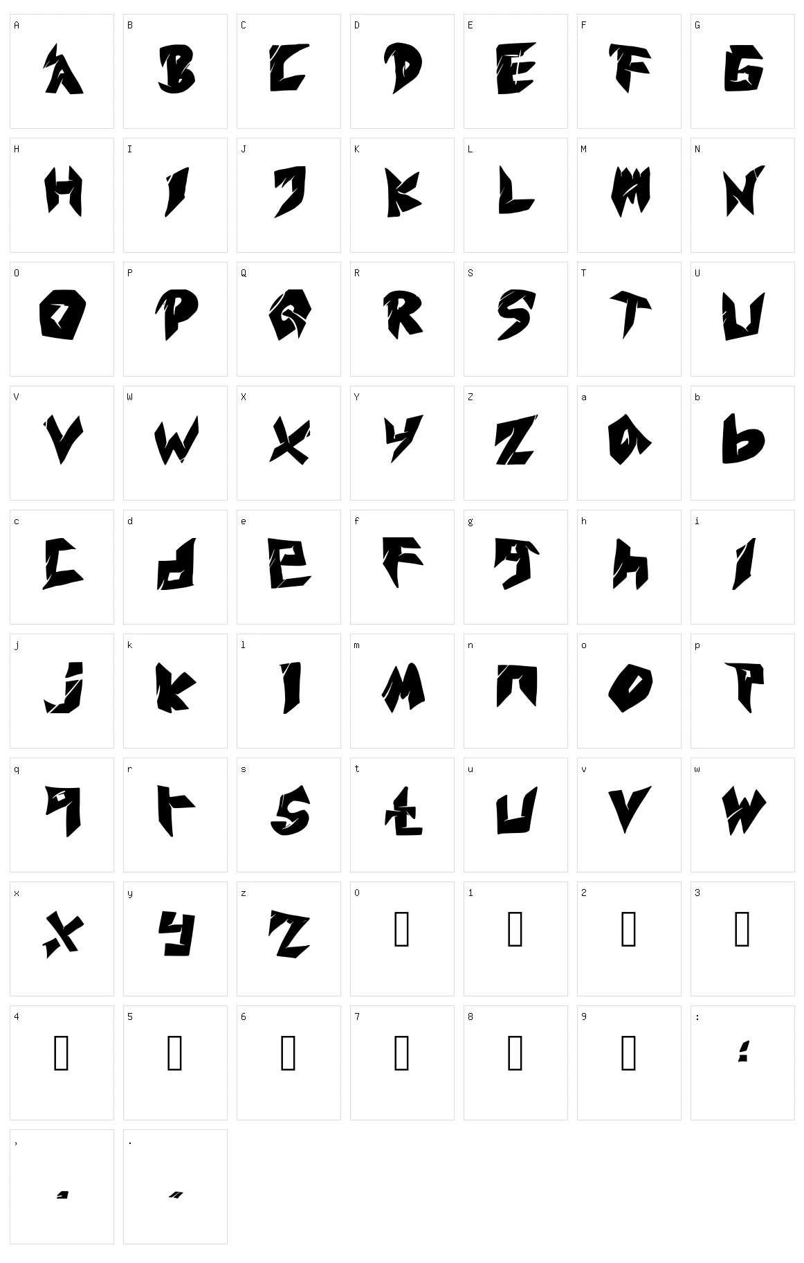 Zubrutal Character Set