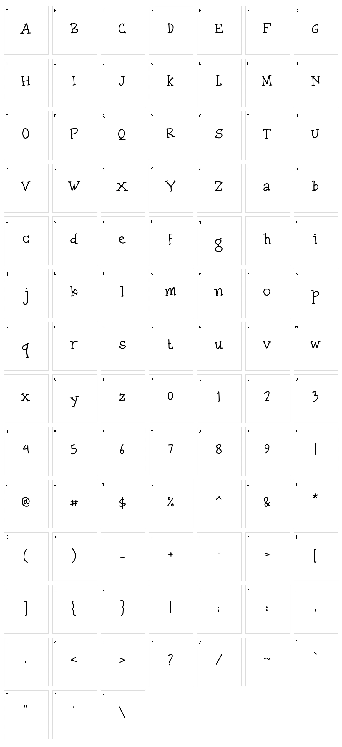 Zulfa Notes Character Set