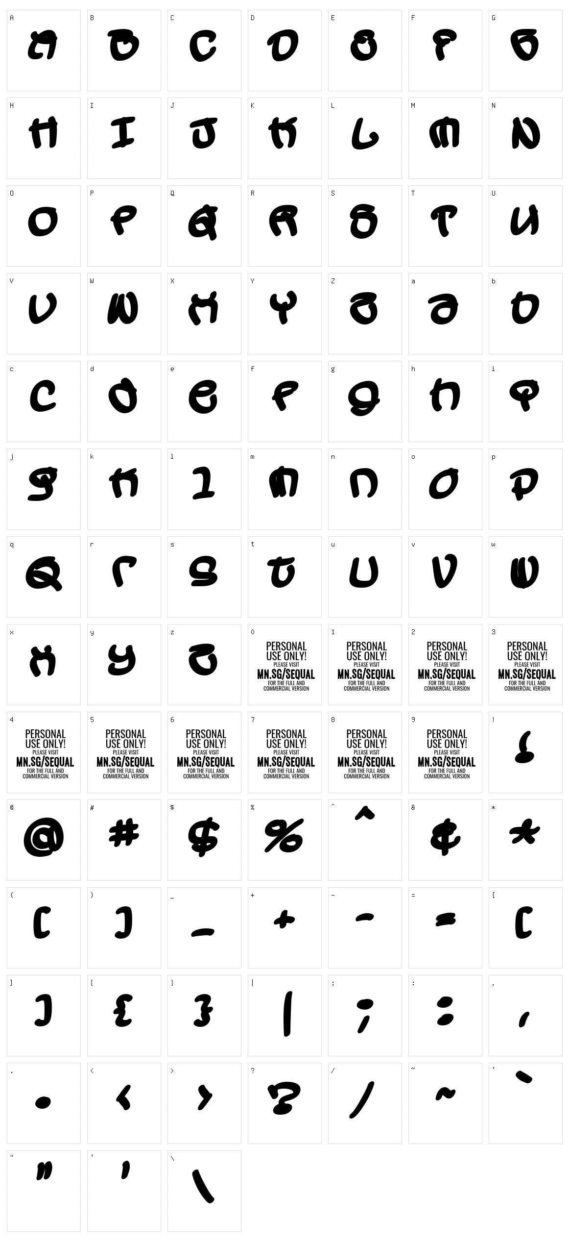 Sequal Character Set