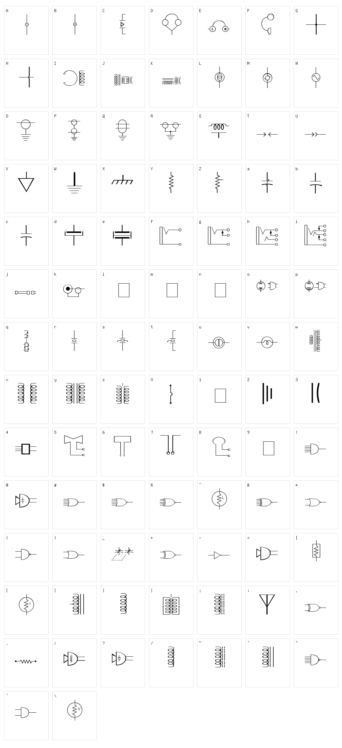 Carr Electronic Dingbats  Character Set