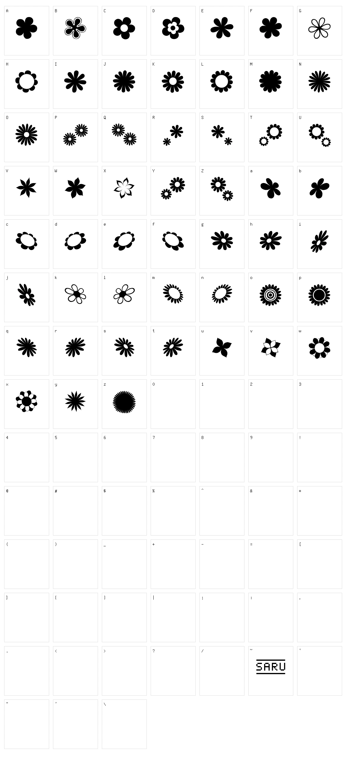 saru's Flower Ding (sRB)  Character Set